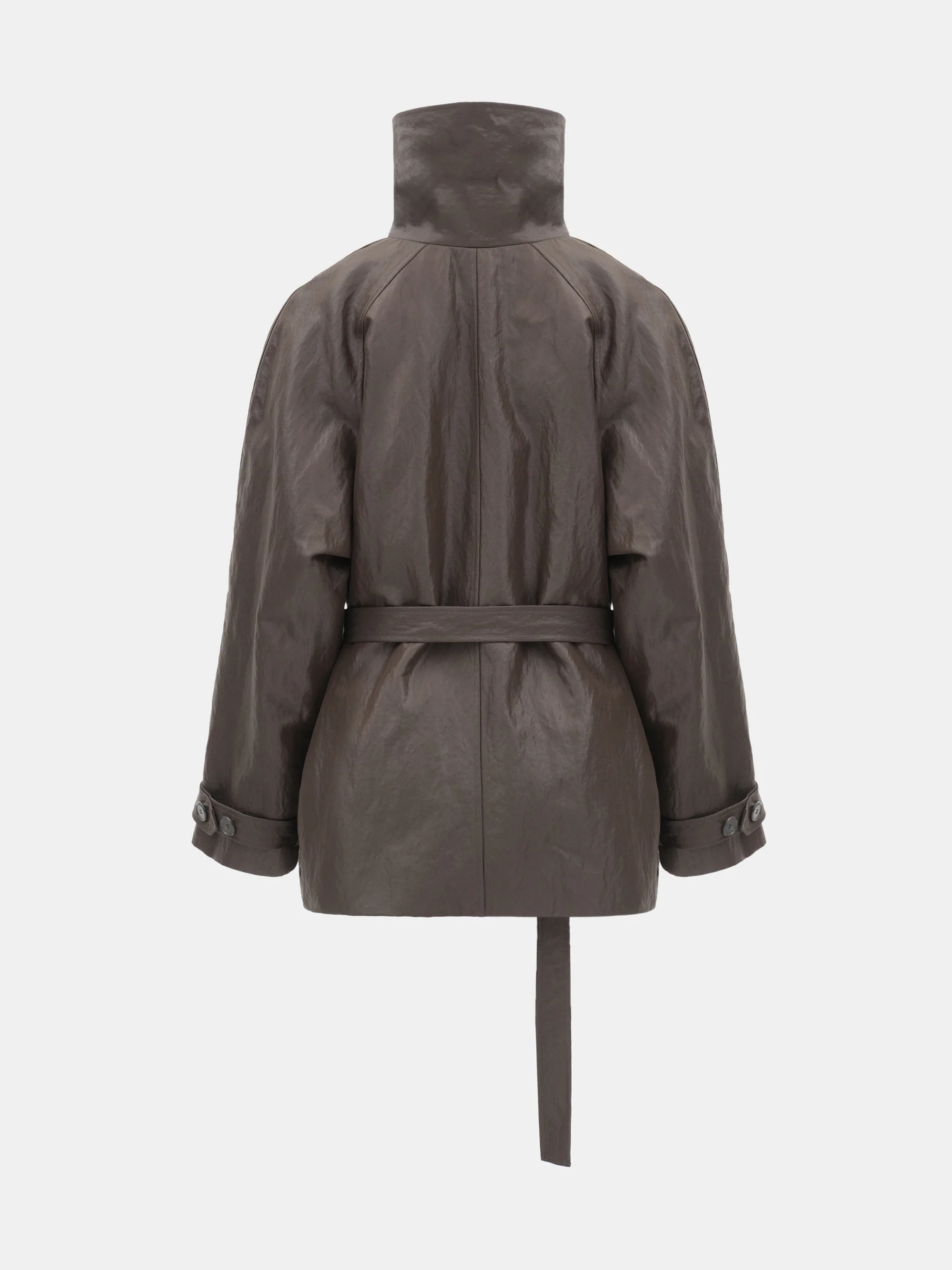 Sheen Taffeta Short Jacket, Brown - Image 6