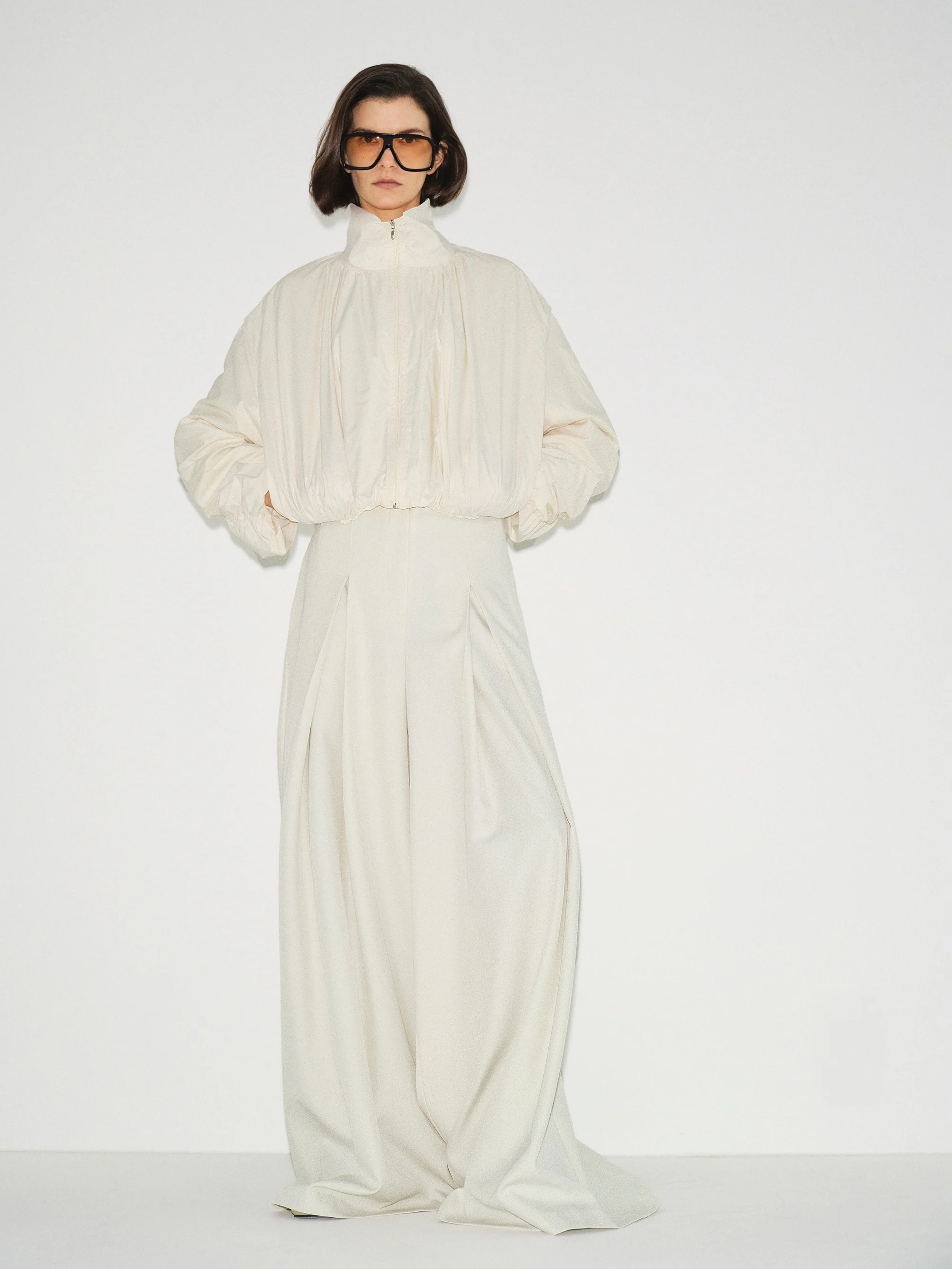Shirred-Back Blouson Jacket, Cream - Image 4