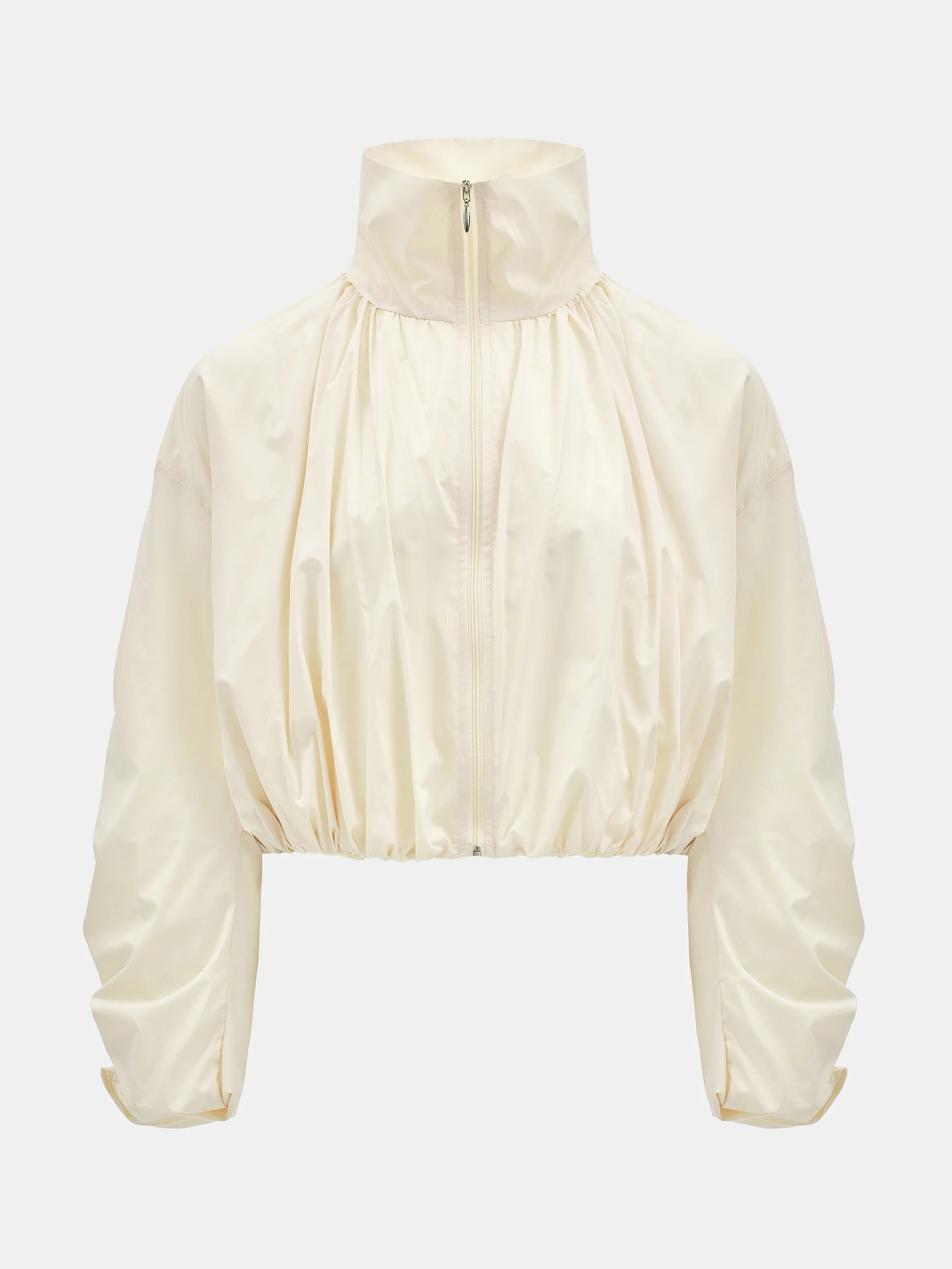 Shirred-Back Blouson Jacket, Cream - Image 7