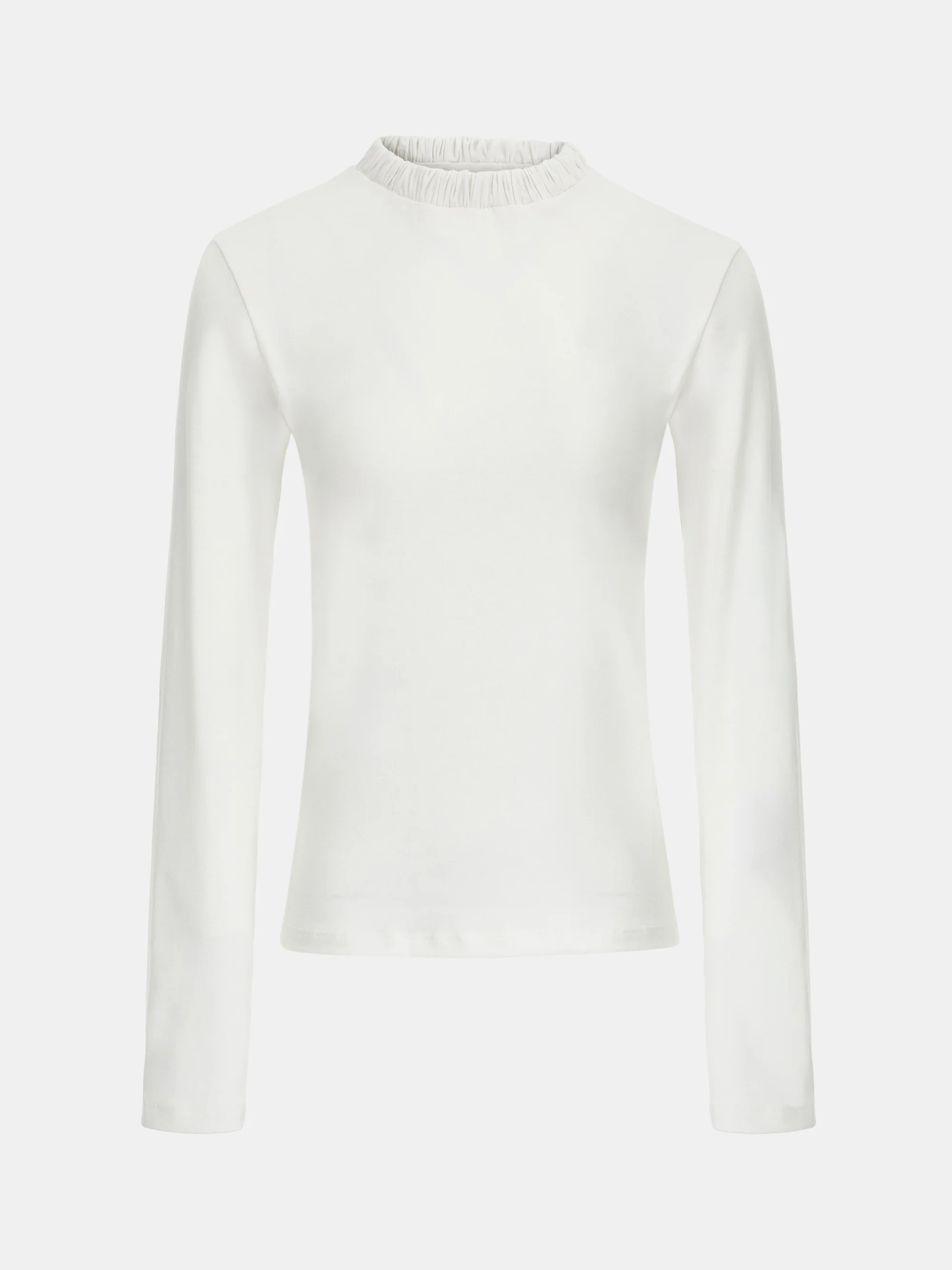 Shirred Neck Jersey Top, Ivory - Image 5