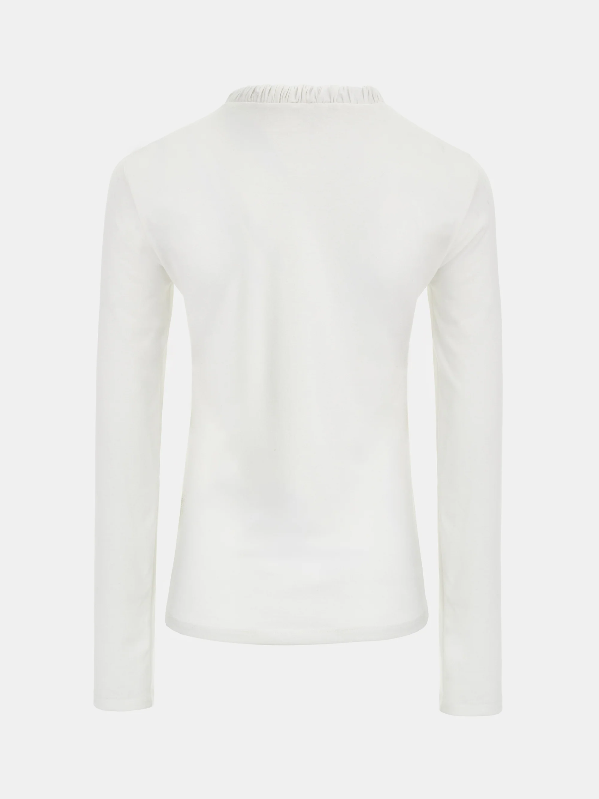 Shirred Neck Jersey Top, Ivory - Image 6