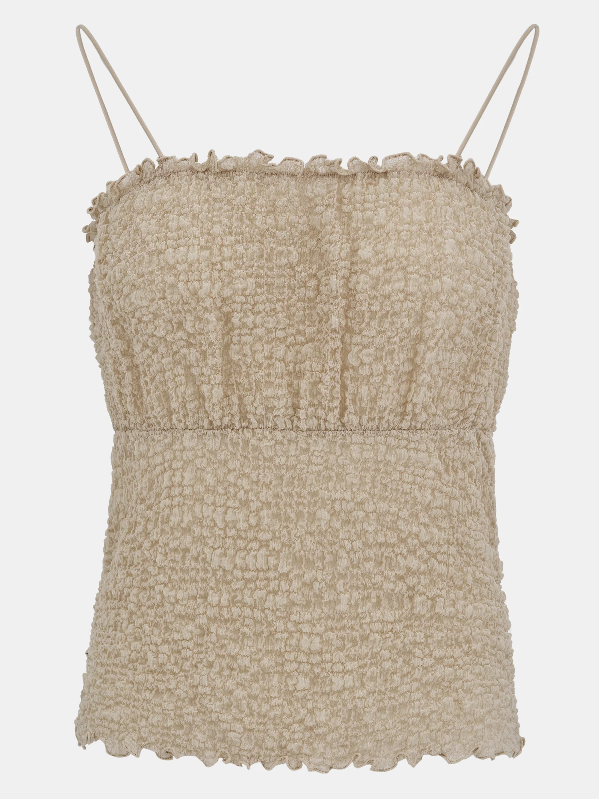 Shirred Tank Top, Nude