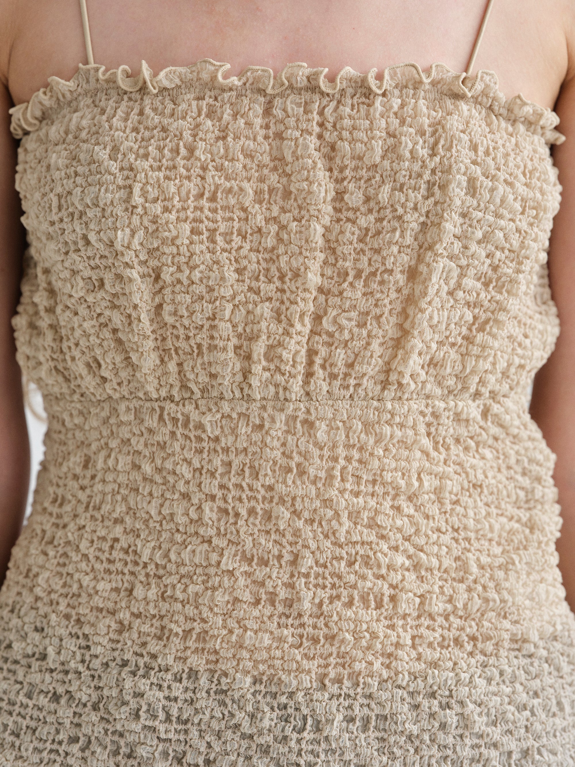Shirred Tank Top, Nude - Image 3