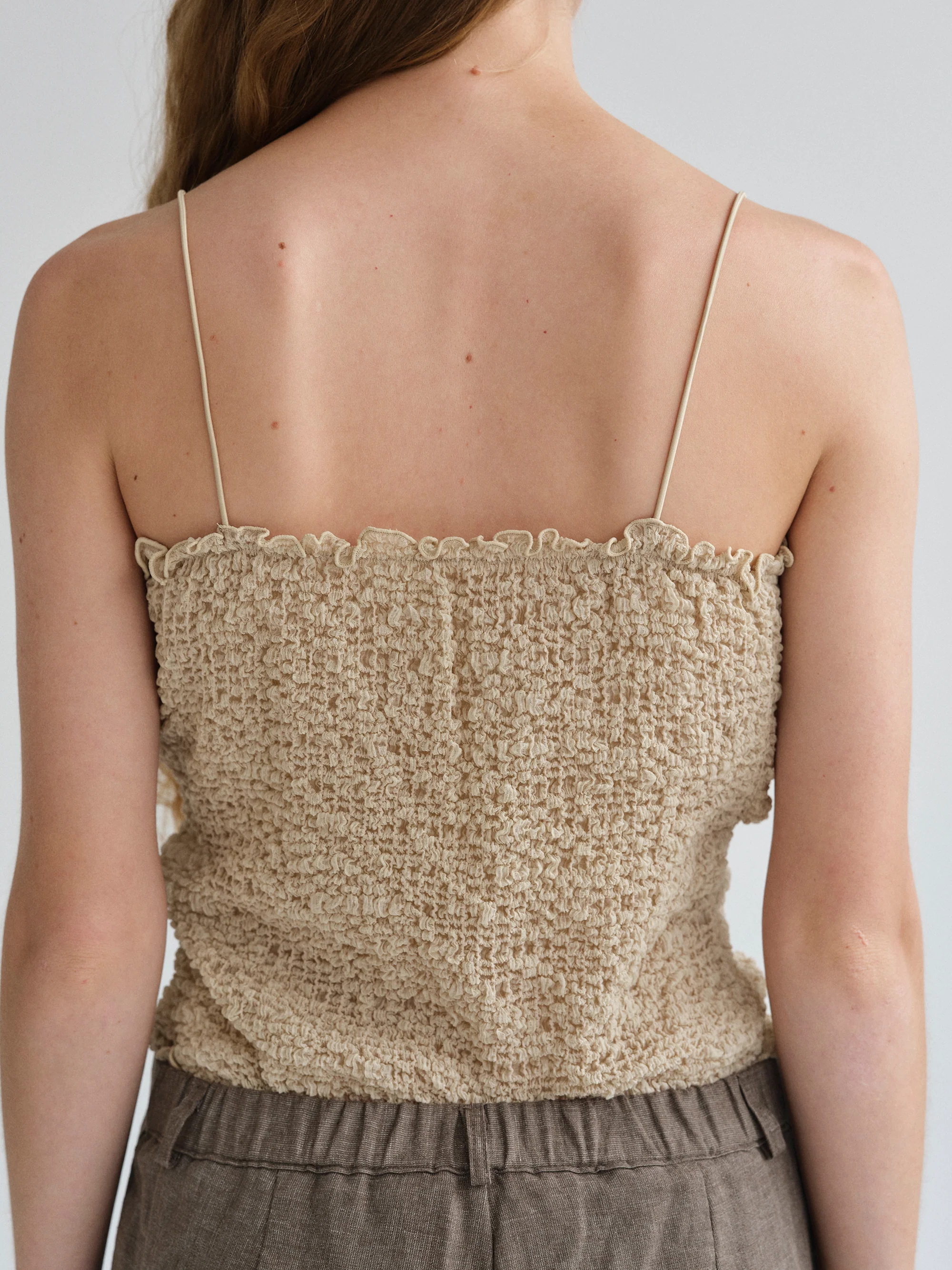 Shirred Tank Top, Nude - Image 7