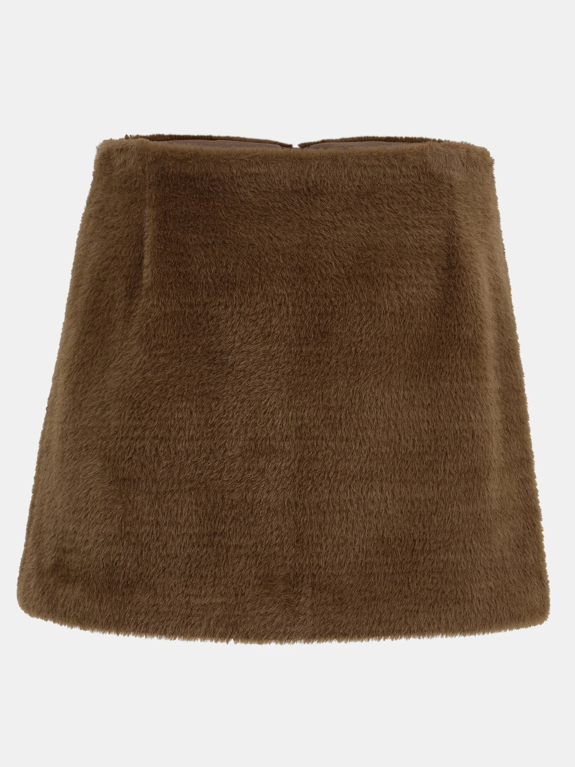 Short Pile Miniskirt, Brown - Image 4