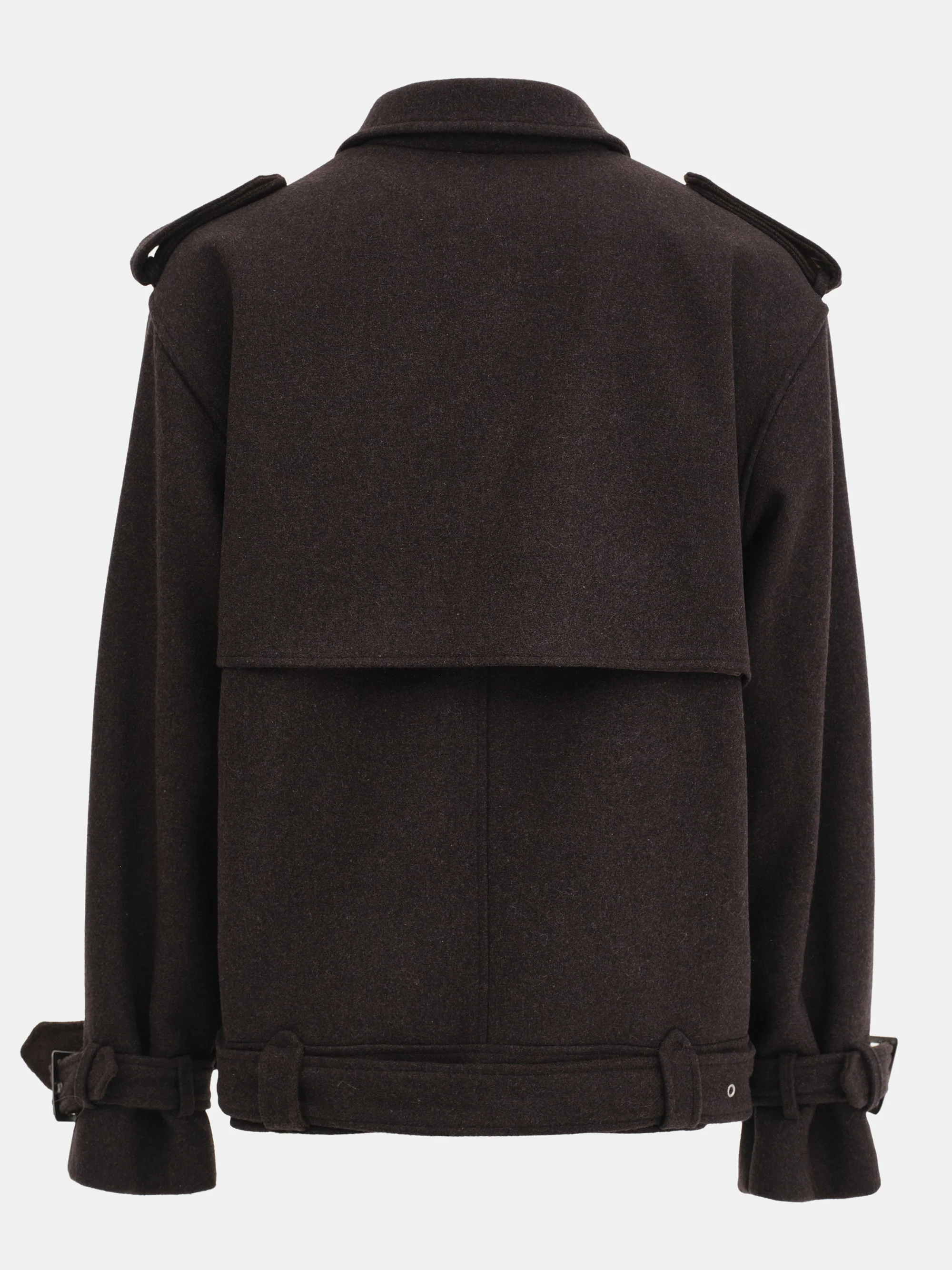 Short Trench Wool Coat, Brown - Image 9