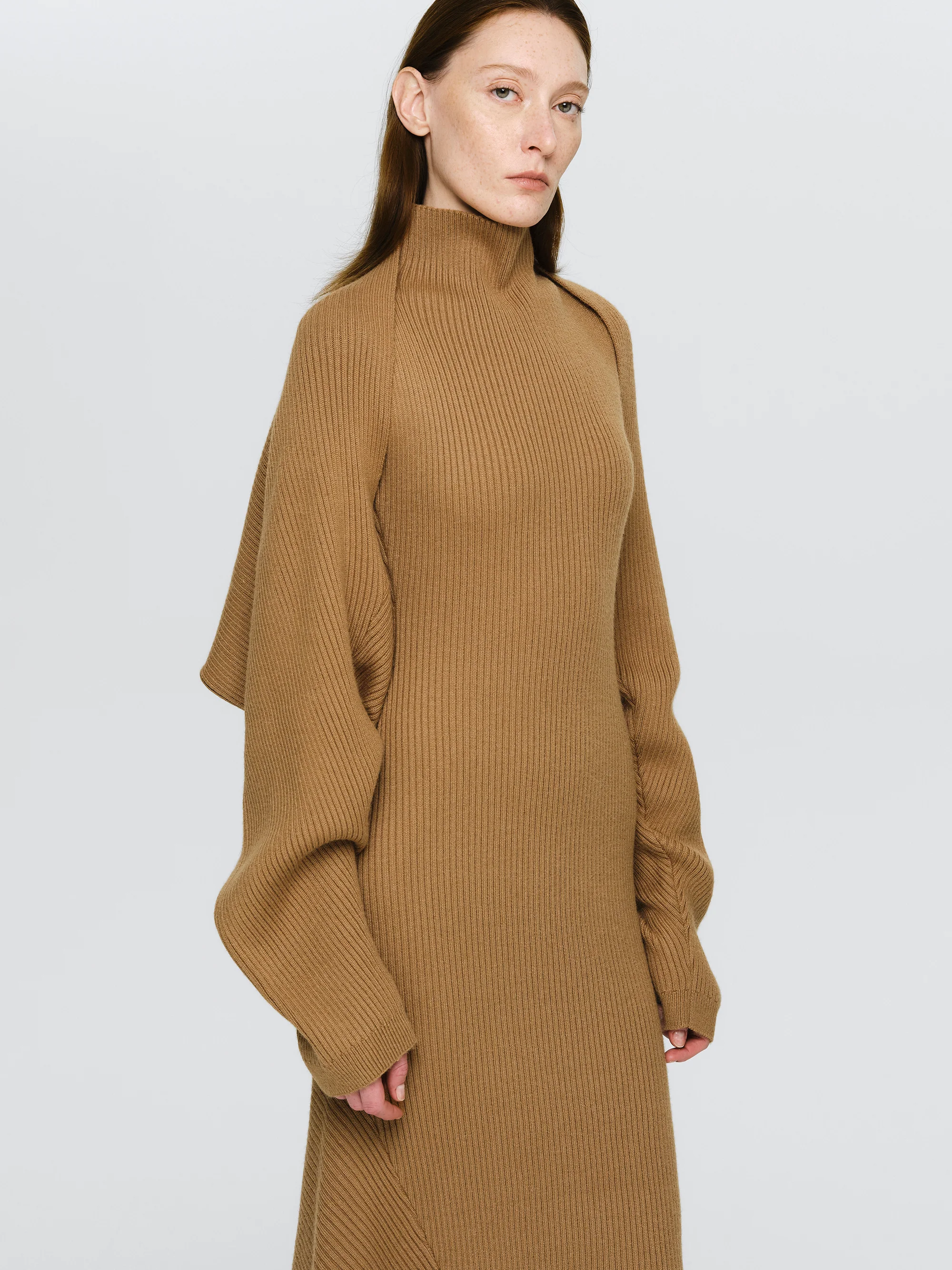 Shrug Knit Dress, Brown - Image 2