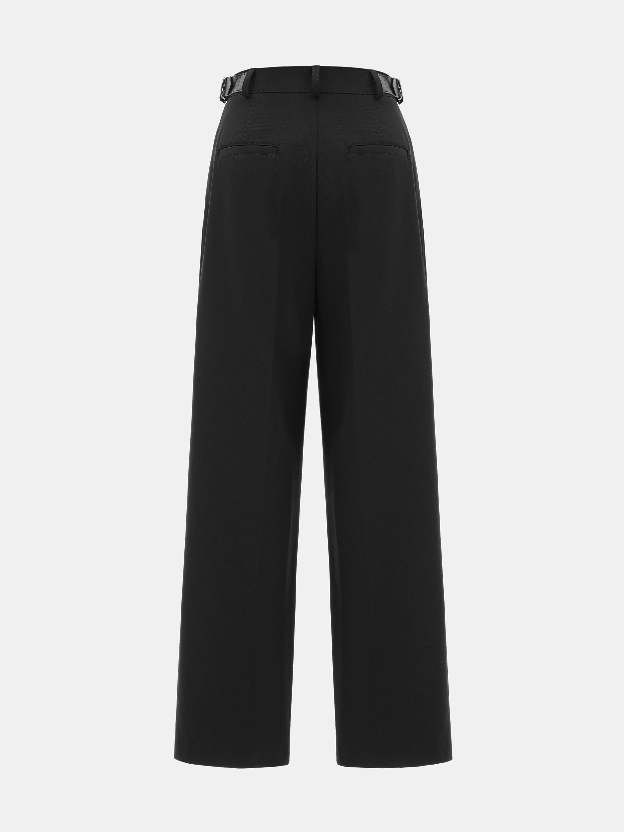 Side-Buckle Creased Trousers, Black - Image 5
