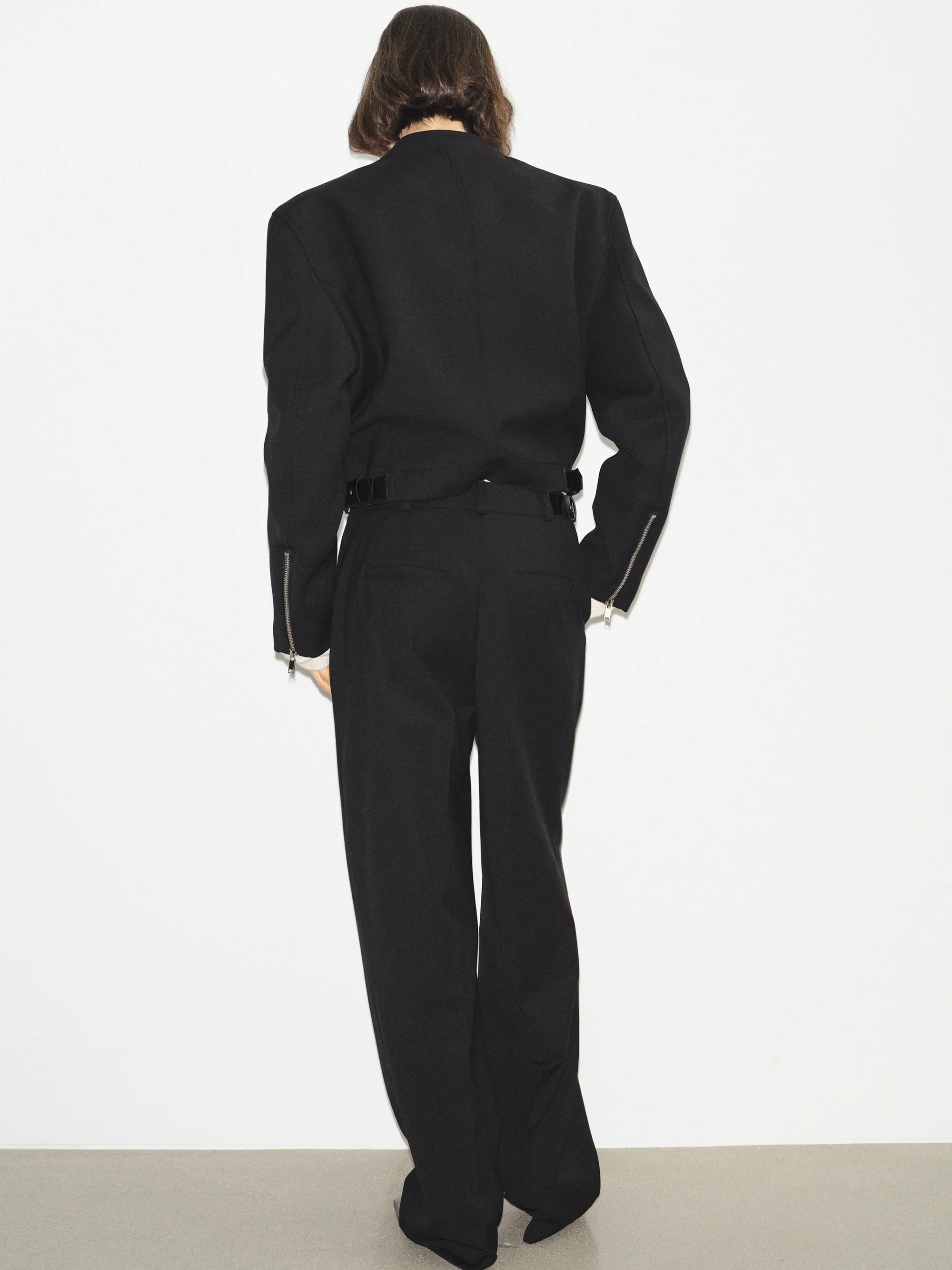Side-Buckle Cropped Blouson, Black - Image 4