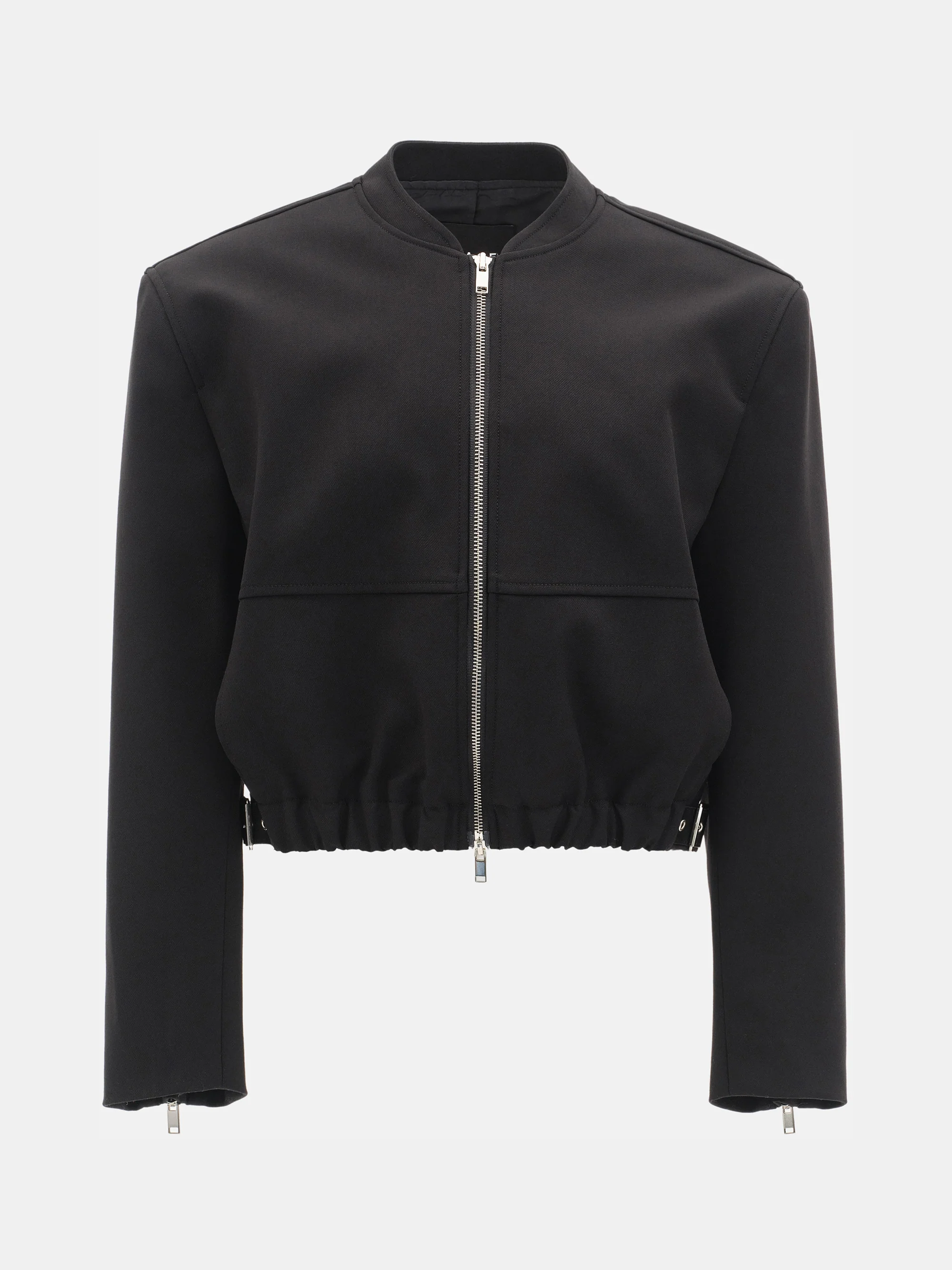 Side-Buckle Cropped Blouson, Black - Image 6
