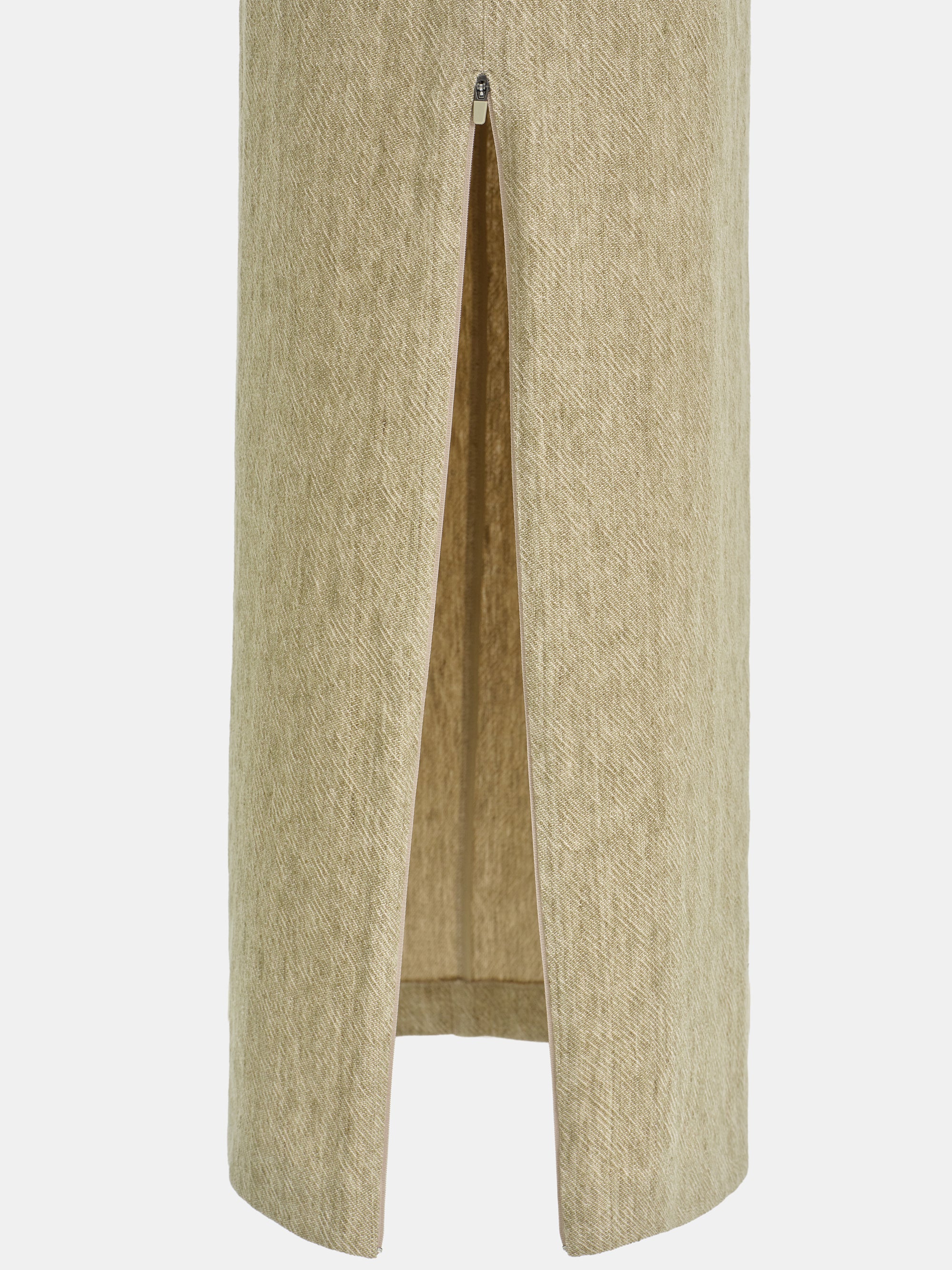 Side-Slit Linen-Blend Skirt, Beige - Image 7