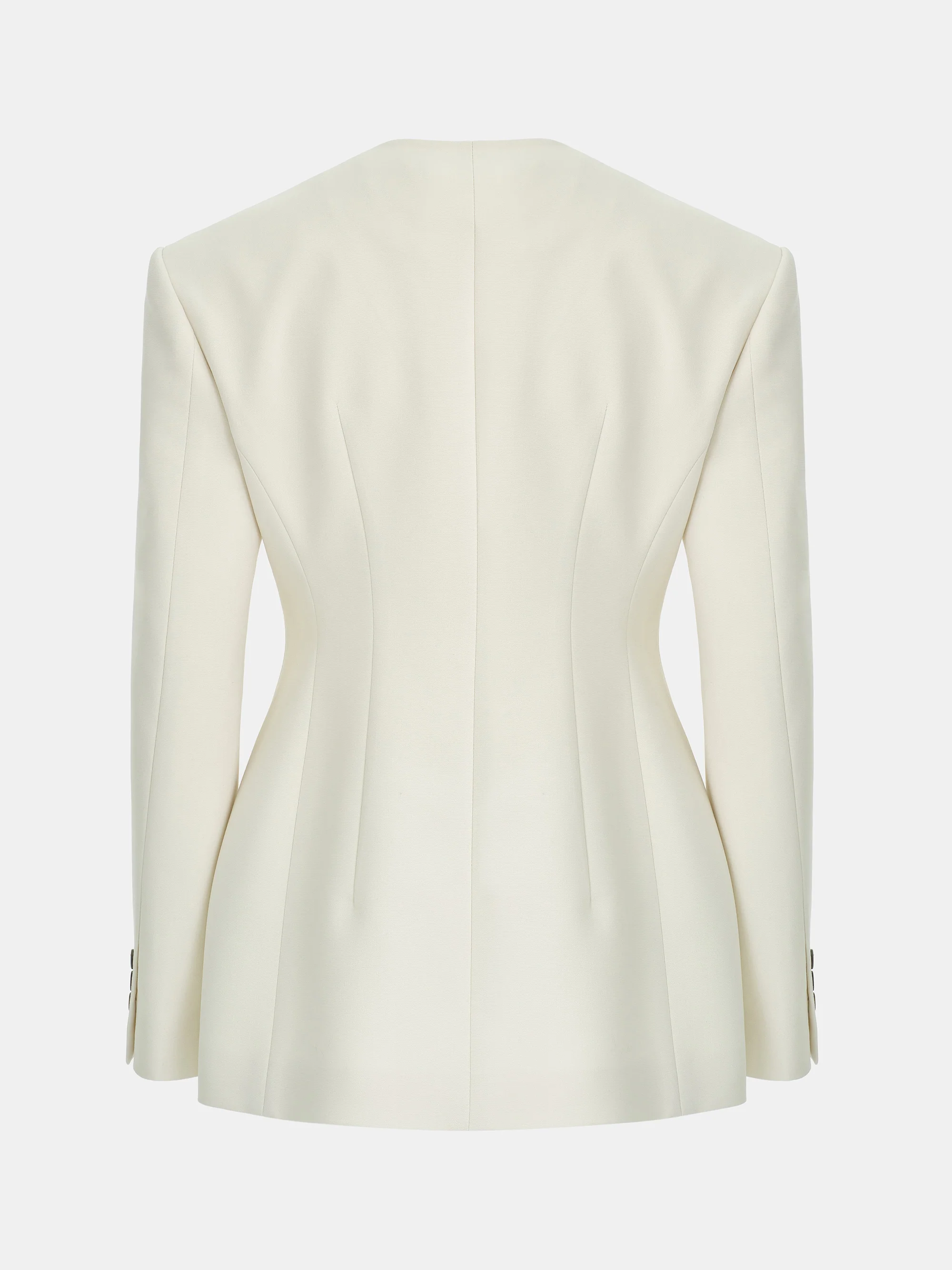Siena Cinched Collarless Blazer, Ivory - Image 6