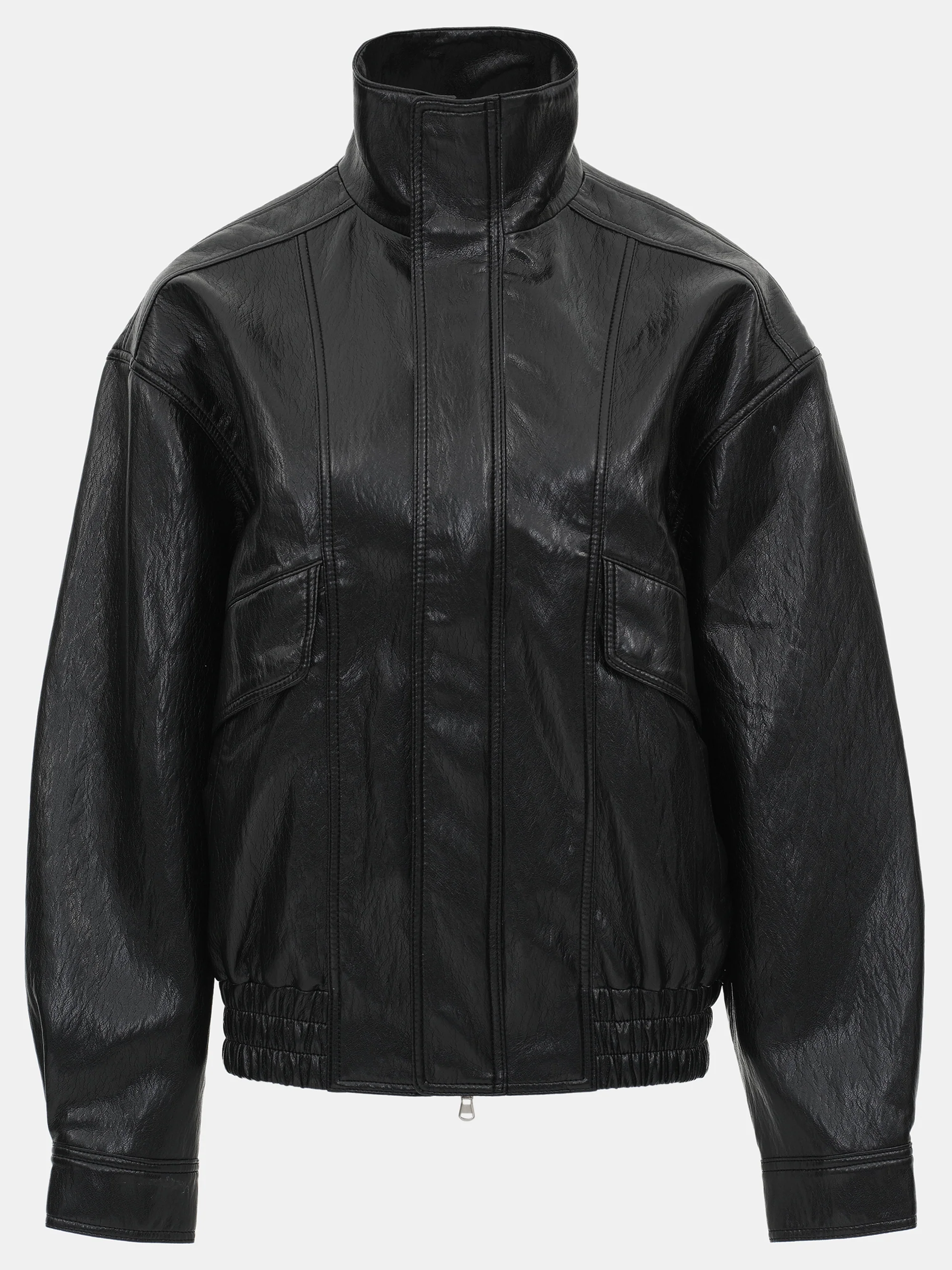 Silva Faux Leather Bomber Jacket, Black - Image 7