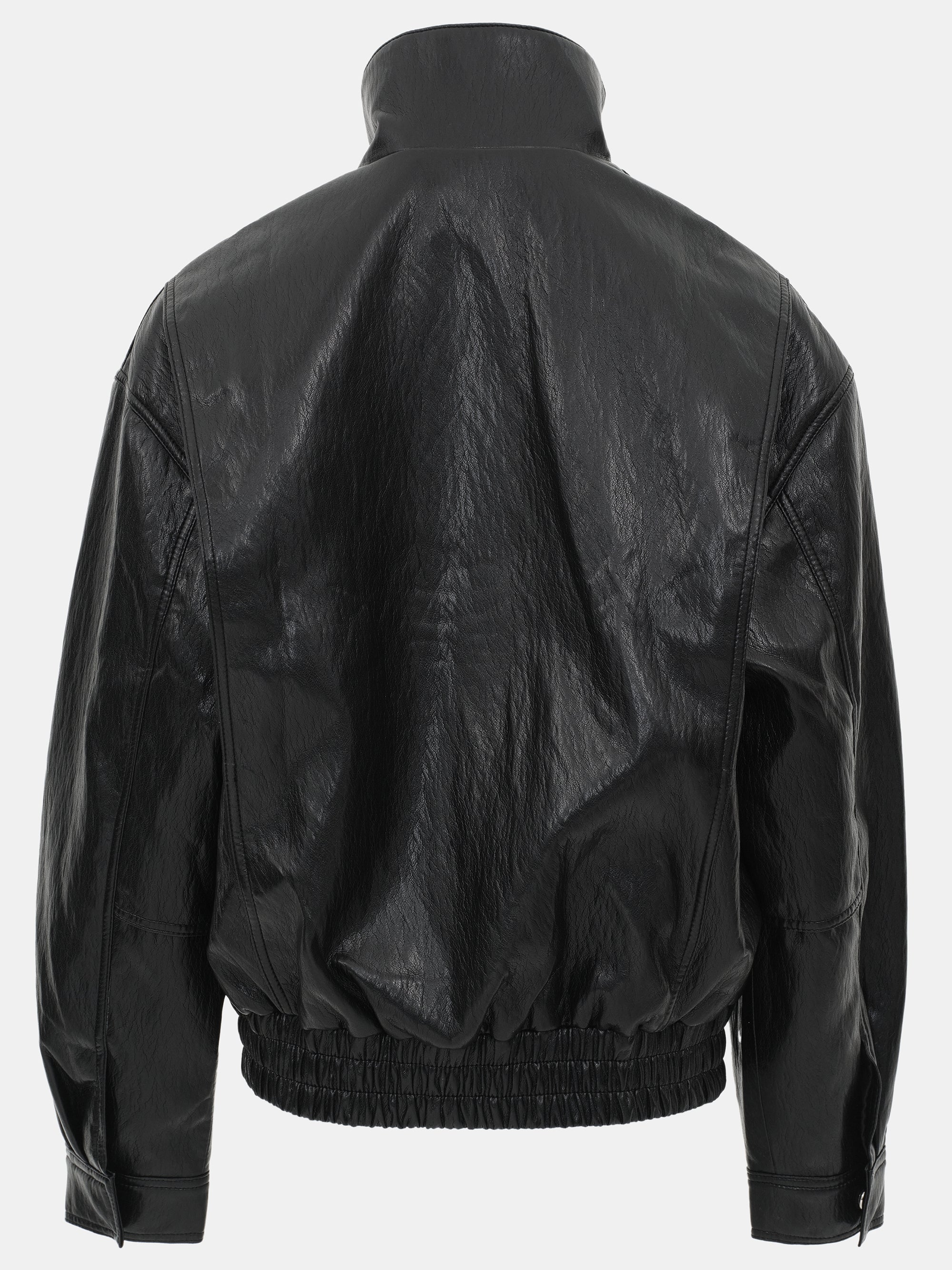 Silva Faux Leather Bomber Jacket, Black - Image 8
