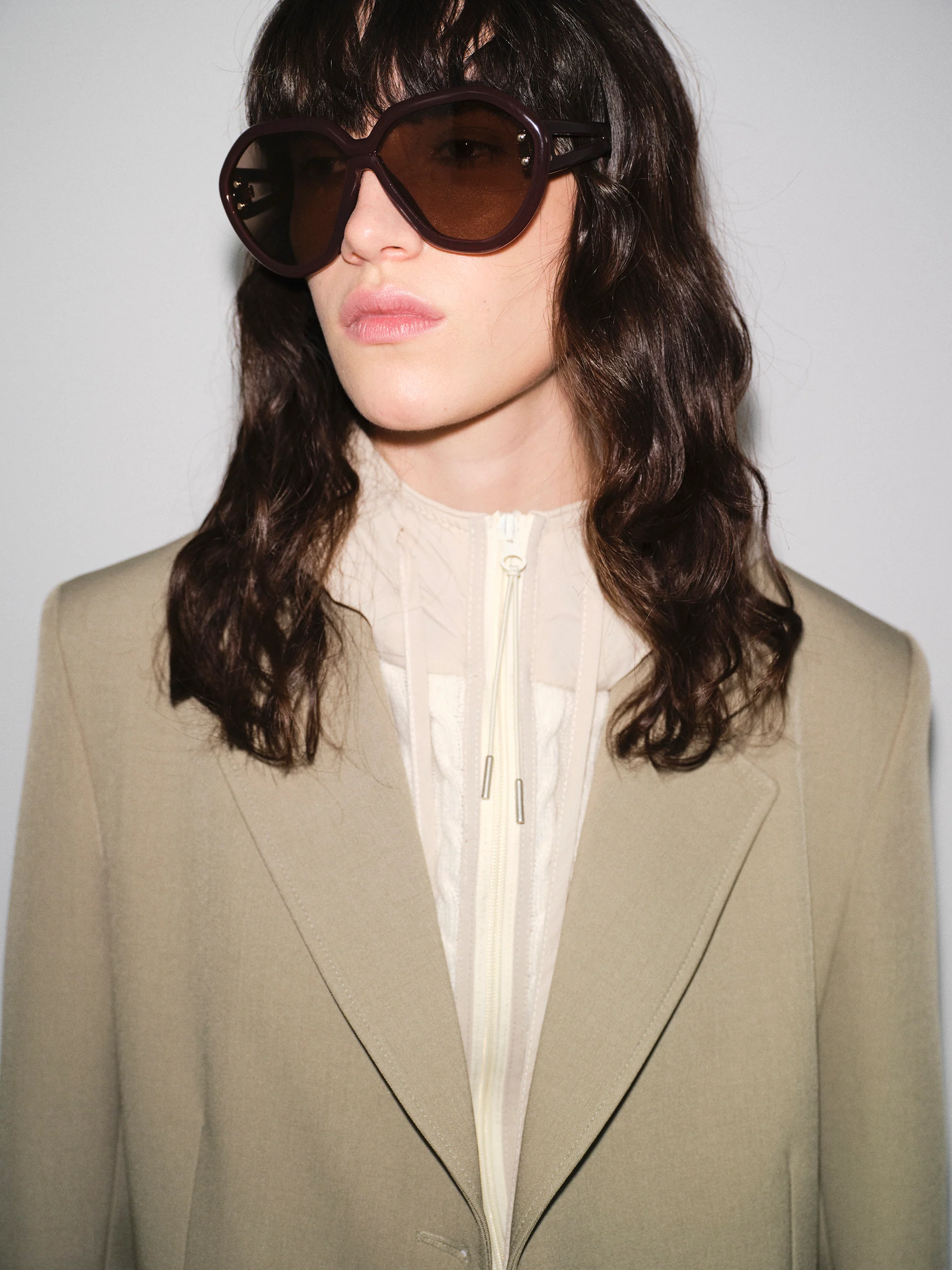 Single-Breasted Blazer, Khaki - Image 3