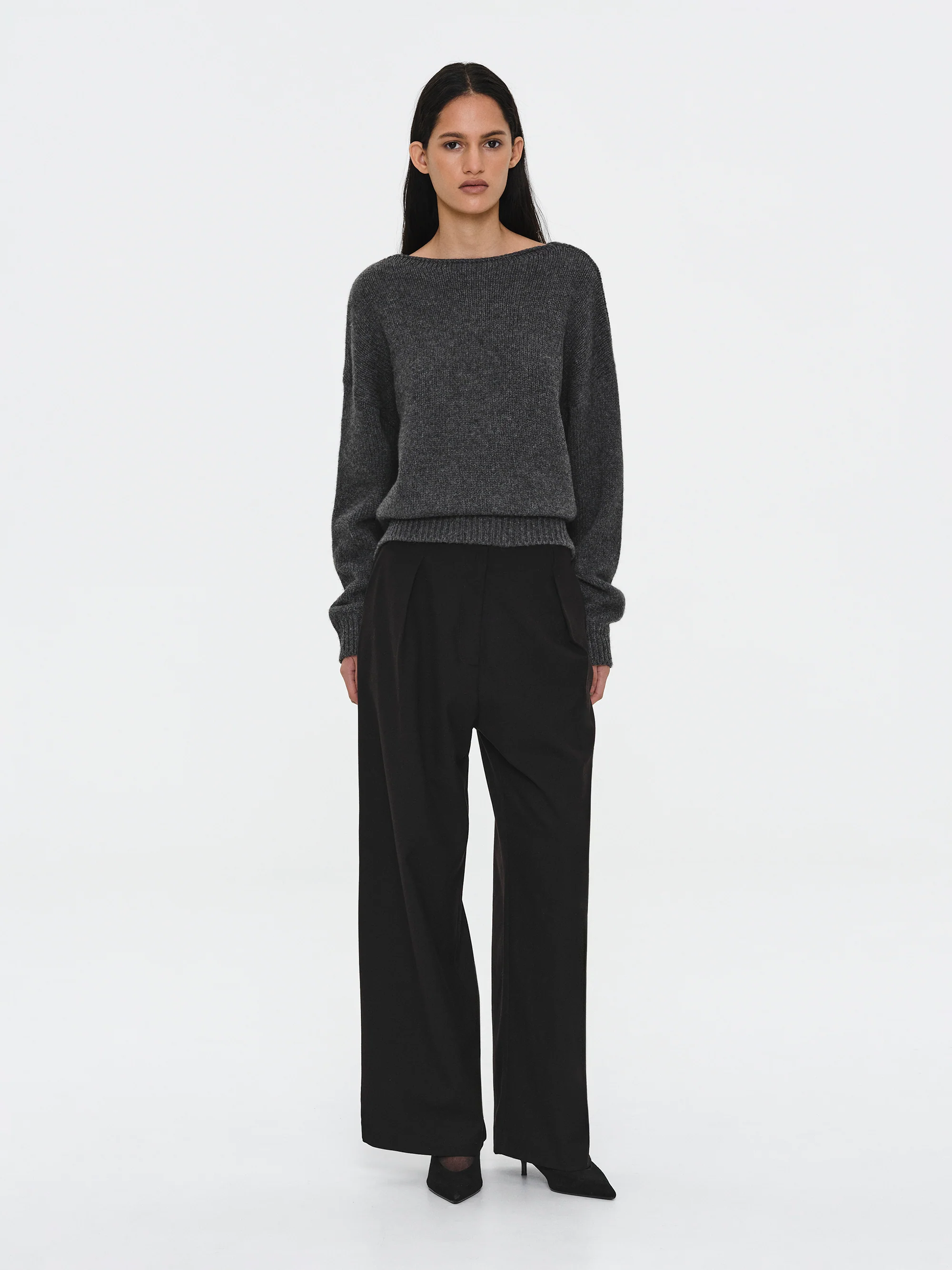 Single Pleated Trousers, Black