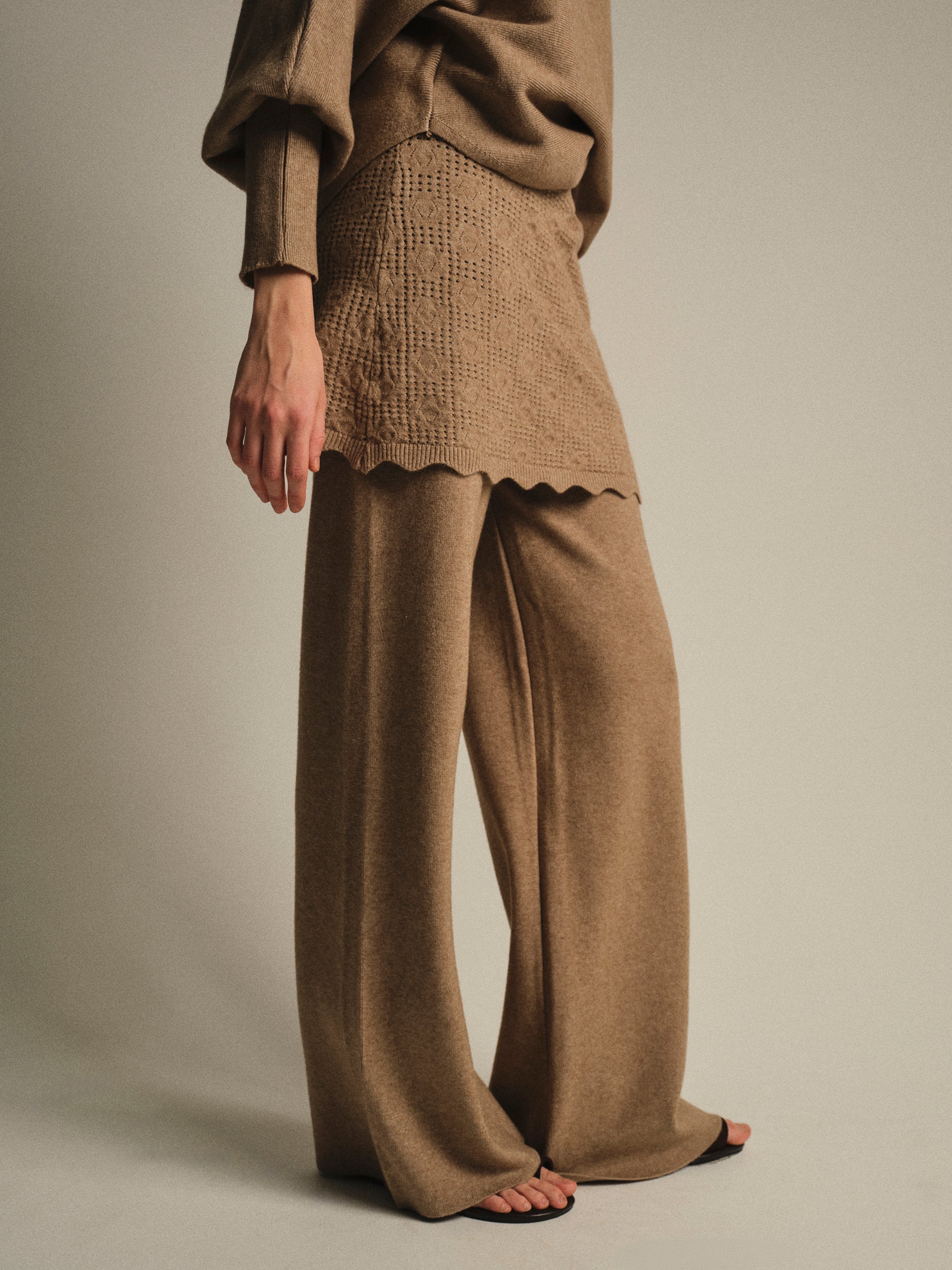 Skirt-Overlay Knit Set, Mocha - Image 4