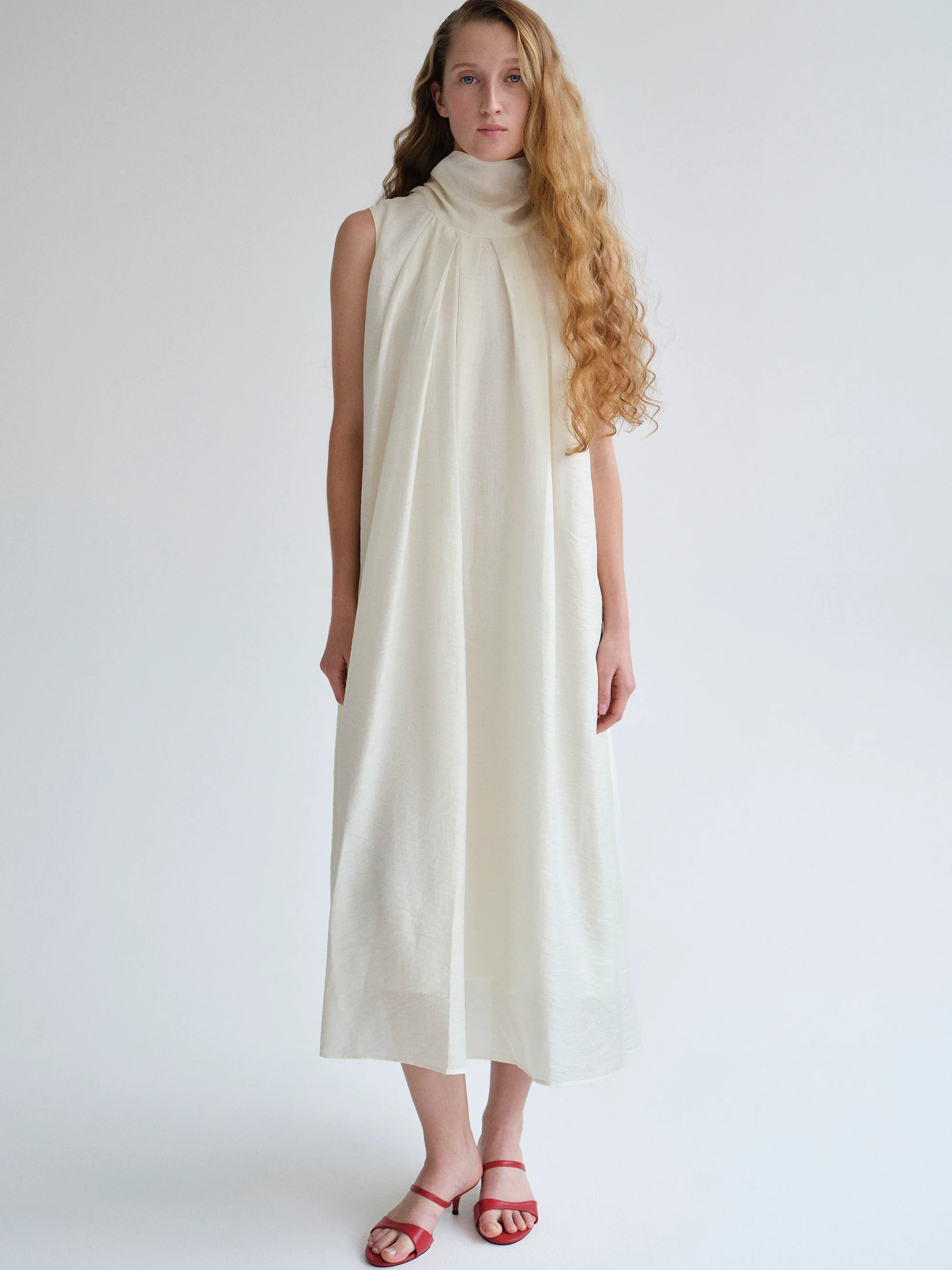 Sleeveless Scarf Dress, Birch