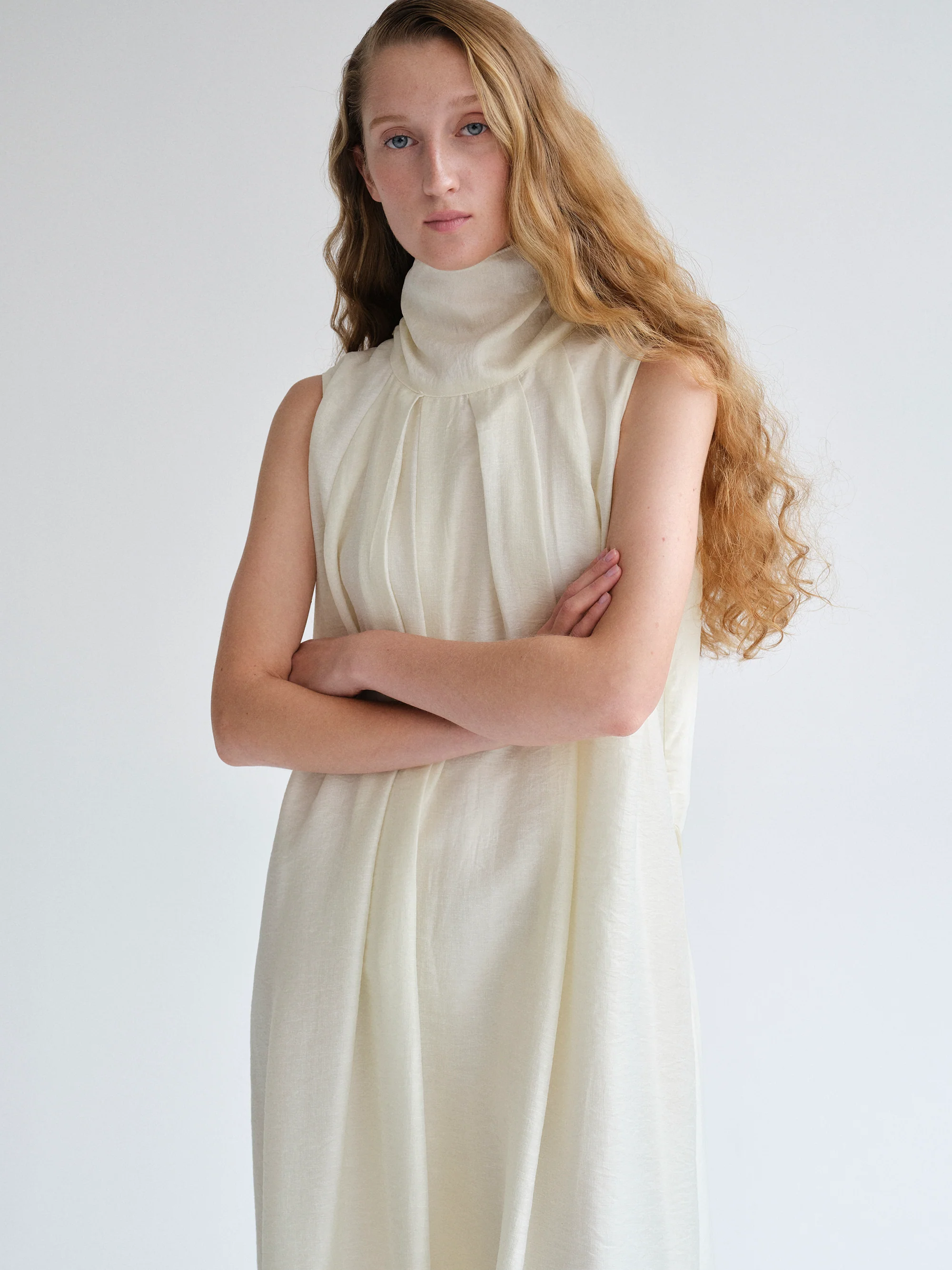 Sleeveless Scarf Dress, Birch - Image 7