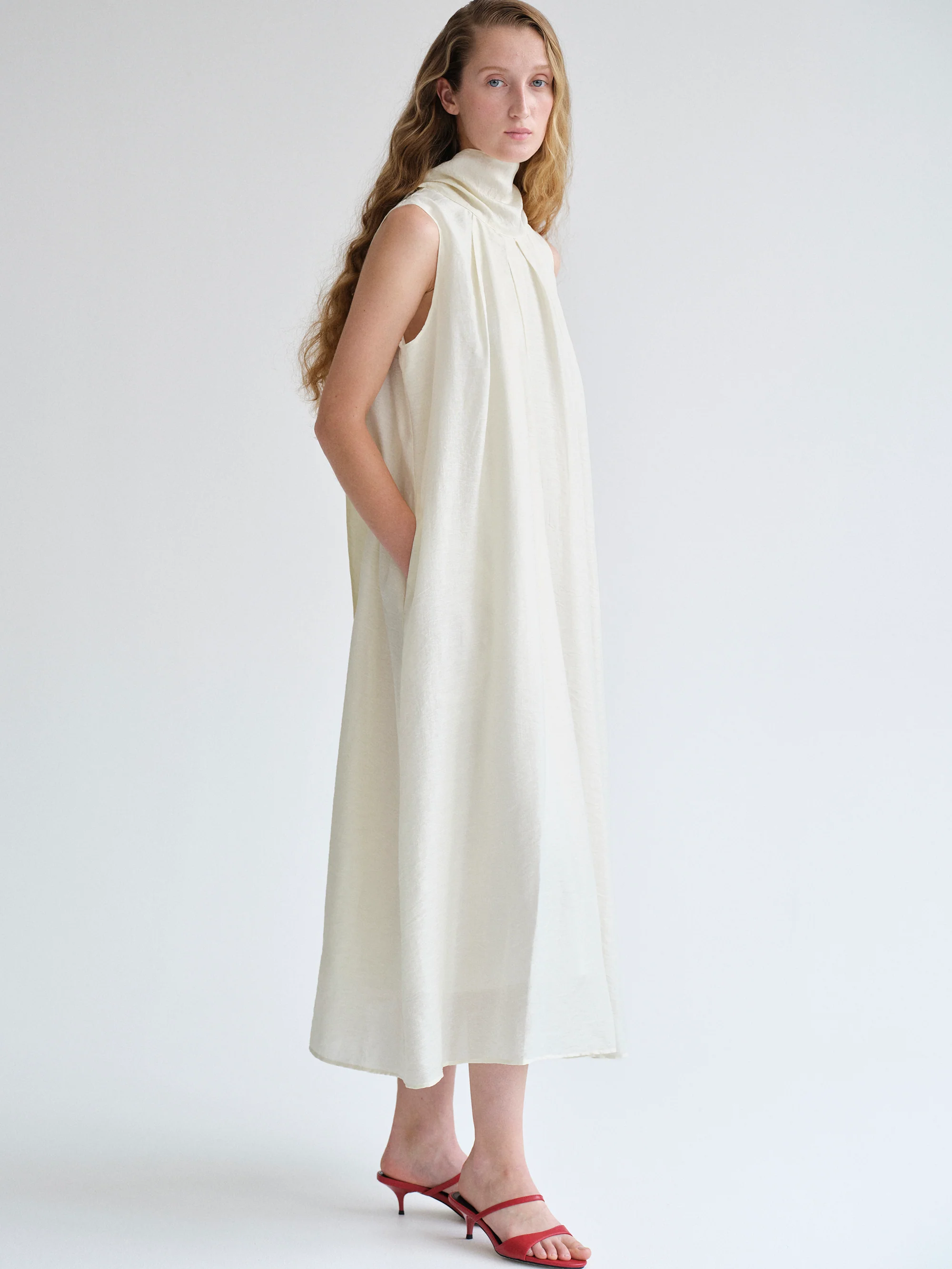 Sleeveless Scarf Dress, Birch - Image 8
