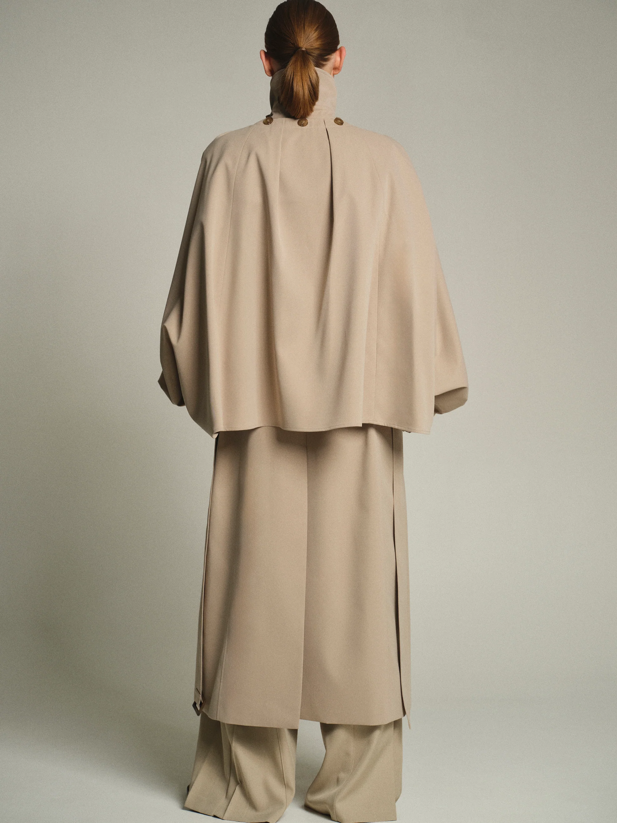 Slit Sleeve Trench Coat, Beige - Image 5