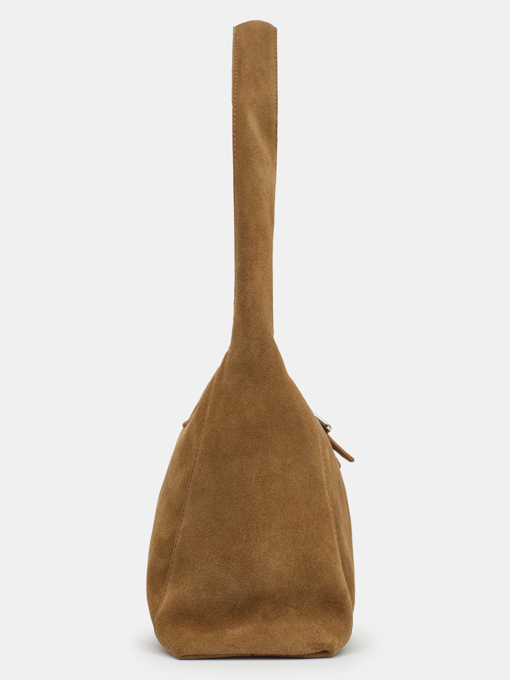 Slouchy Suede Shoulder Bag, Brown - Image 3