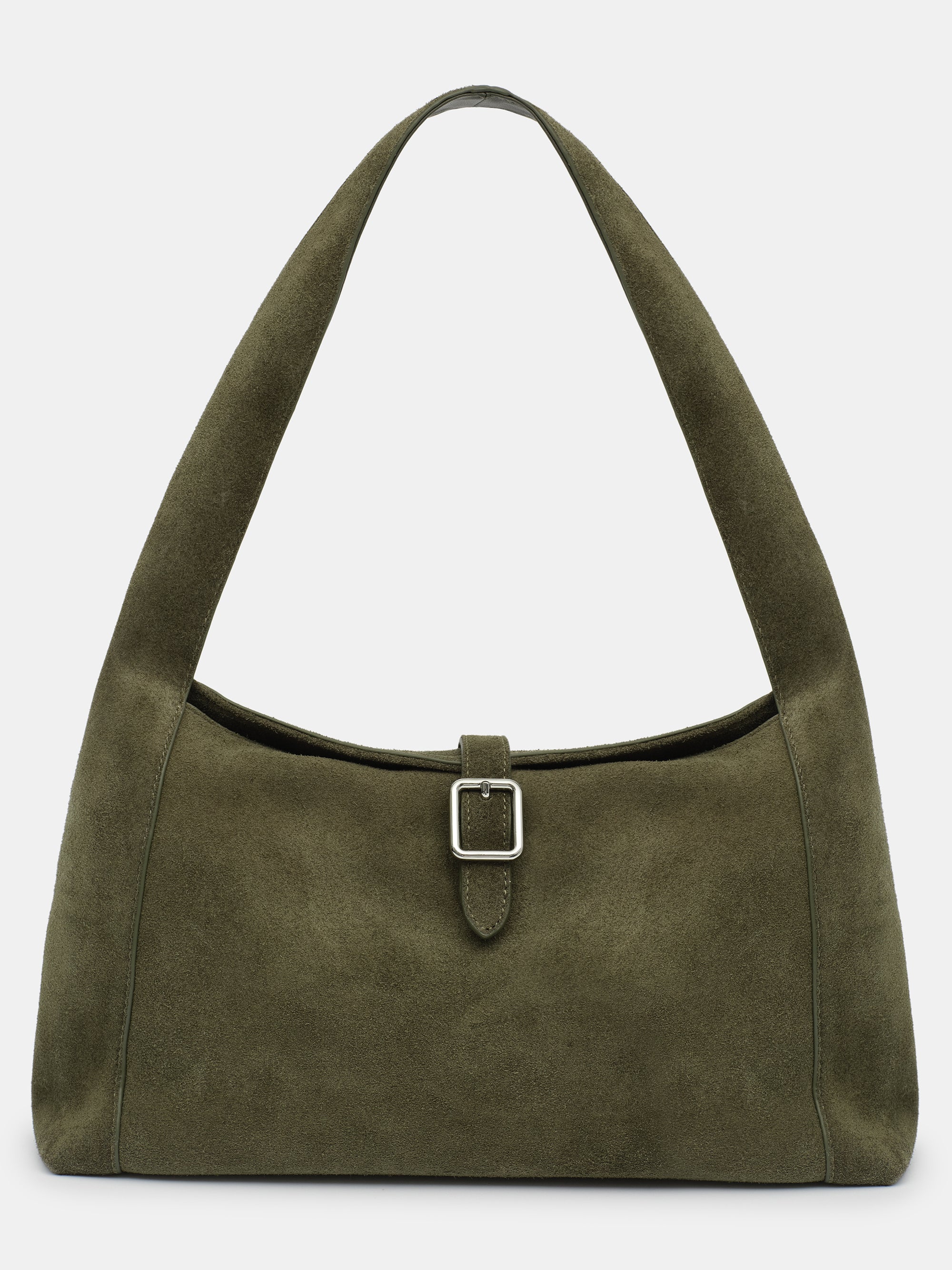 Slouchy Suede Shoulder Bag, Olive - Image 3