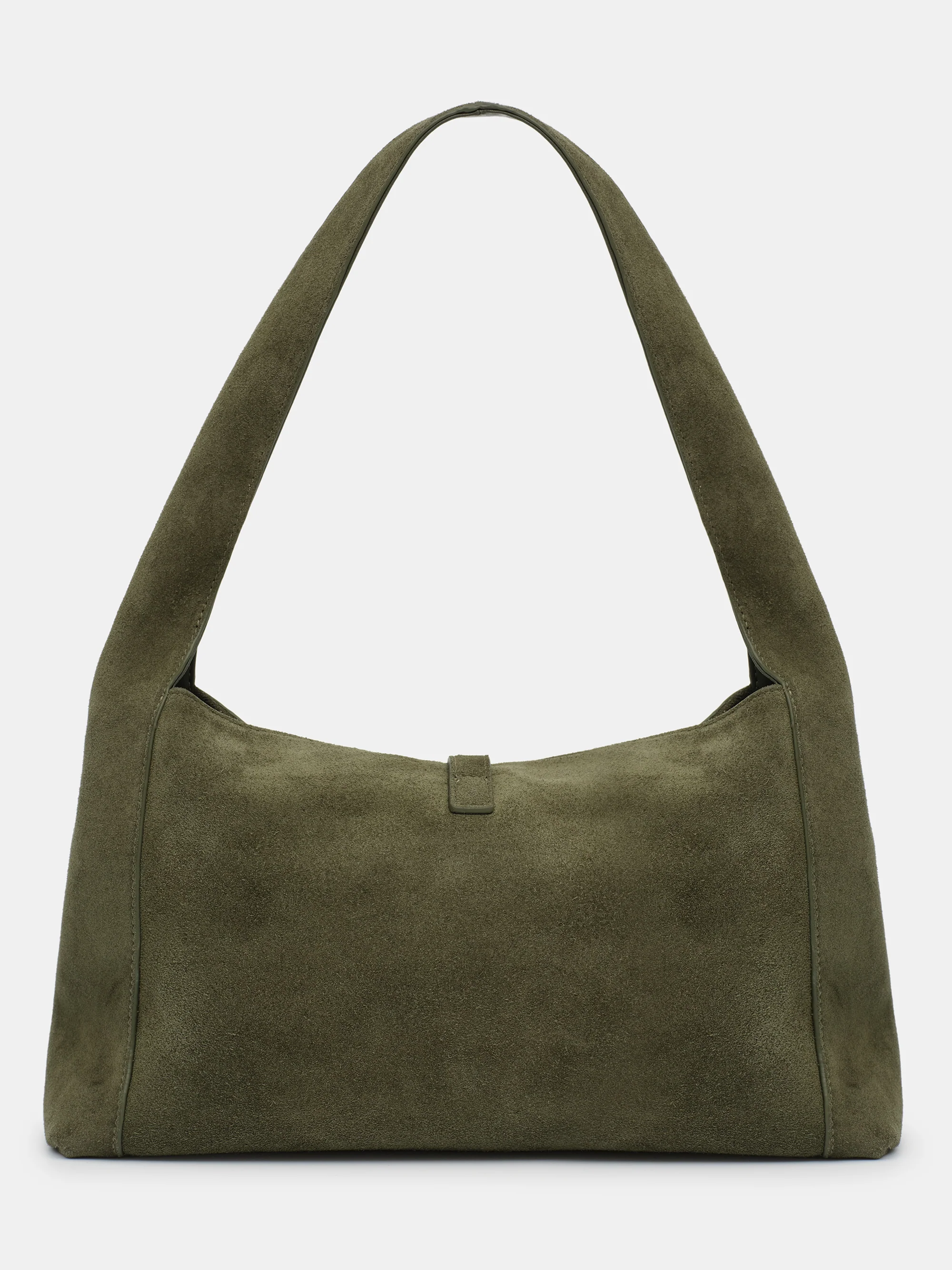 Slouchy Suede Shoulder Bag, Olive - Image 8
