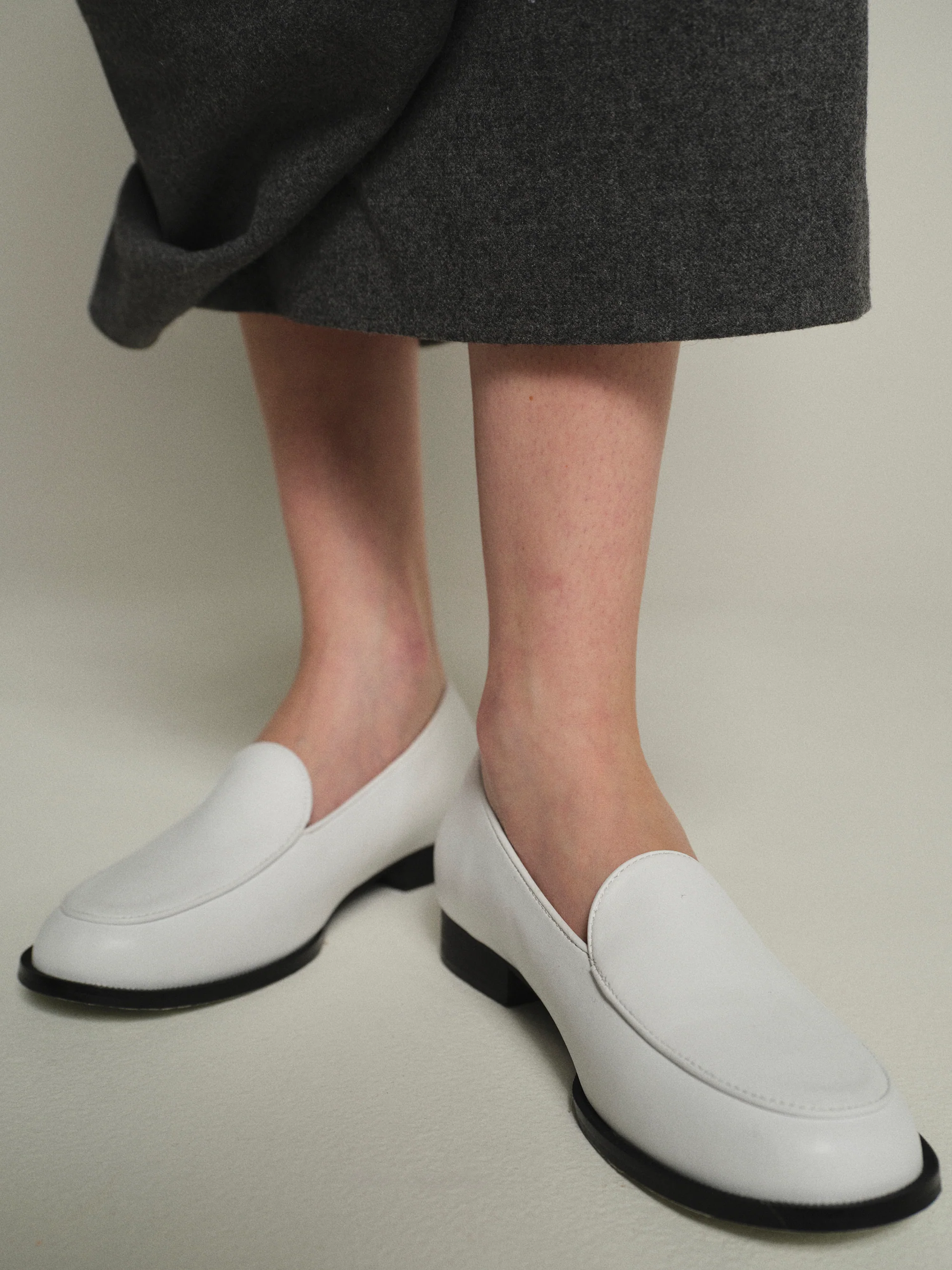 Soft Leather Loafers, White - Image 5