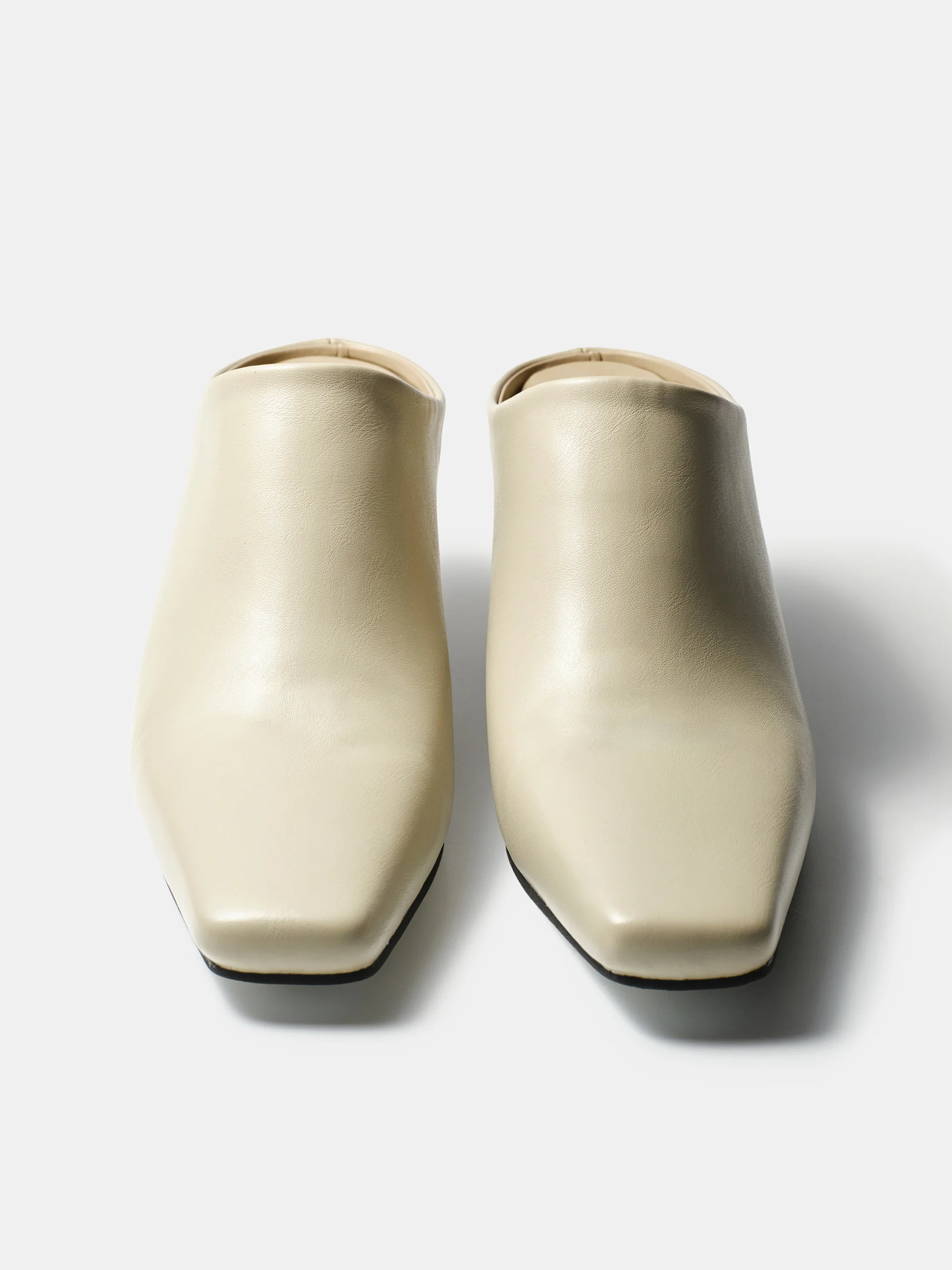Square Toe Mule Heels, Beige - Image 3