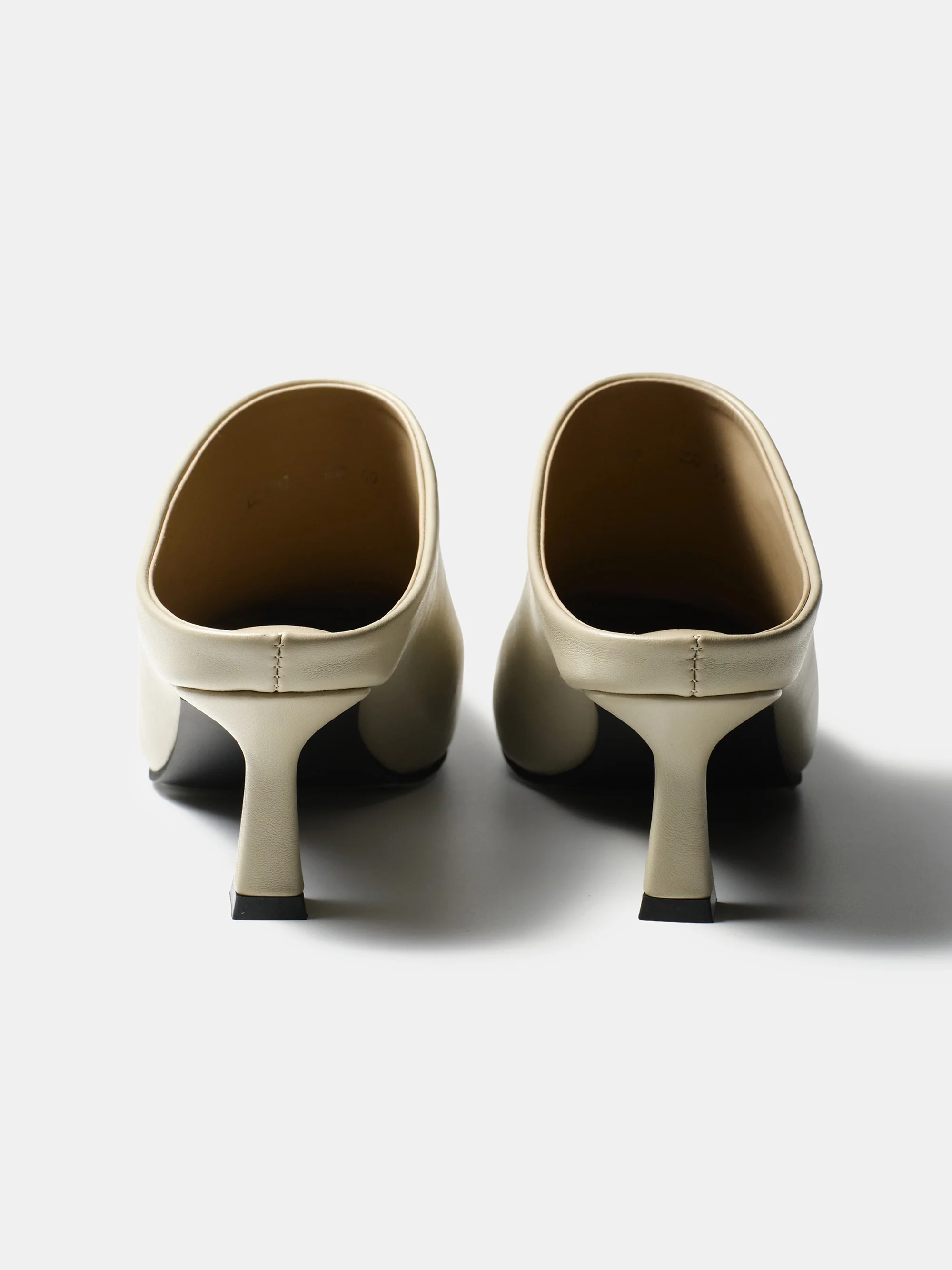 Square Toe Mule Heels, Beige - Image 4