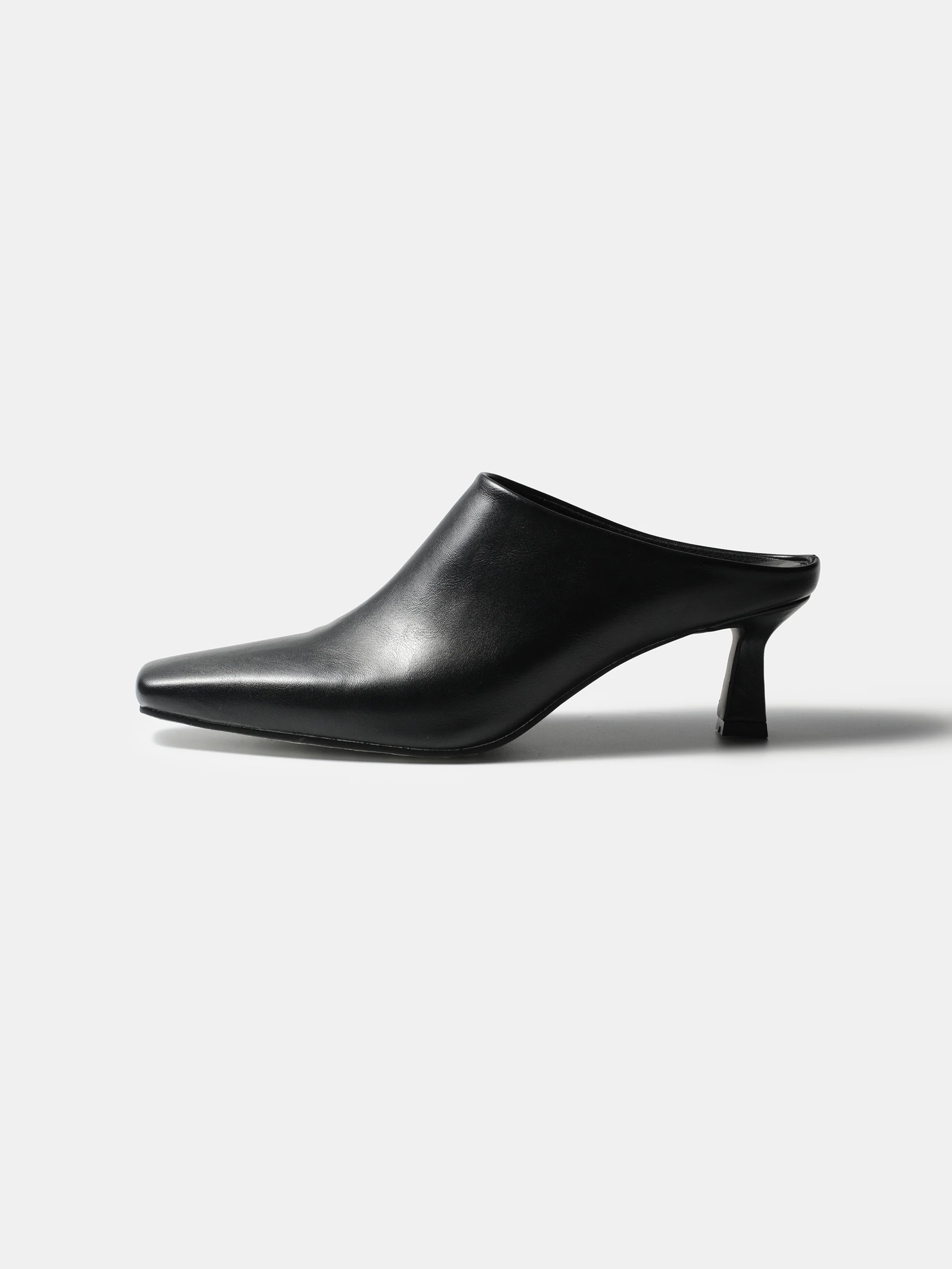 Square Toe Mule Heels, Black - Image 4