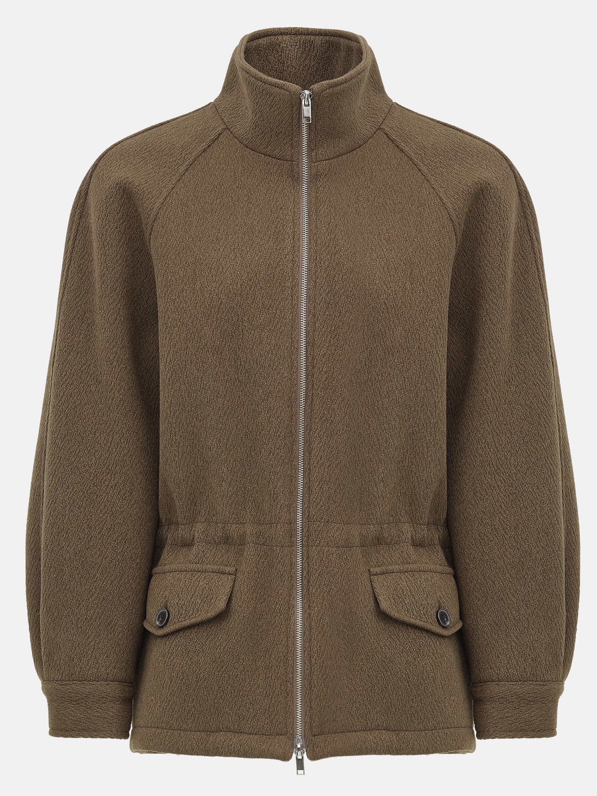 Stand Collar Field Wool Jacket, Brown - Image 5
