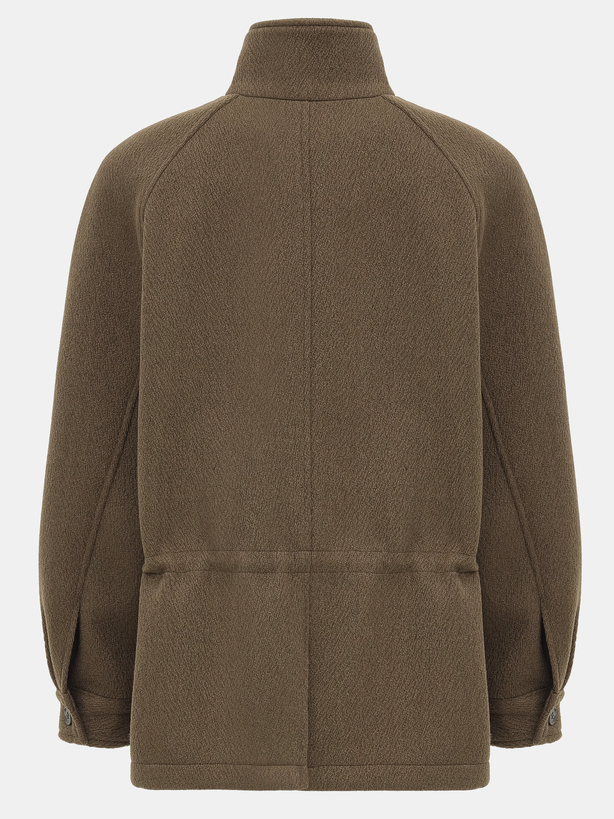 Stand Collar Field Wool Jacket, Brown - Image 6