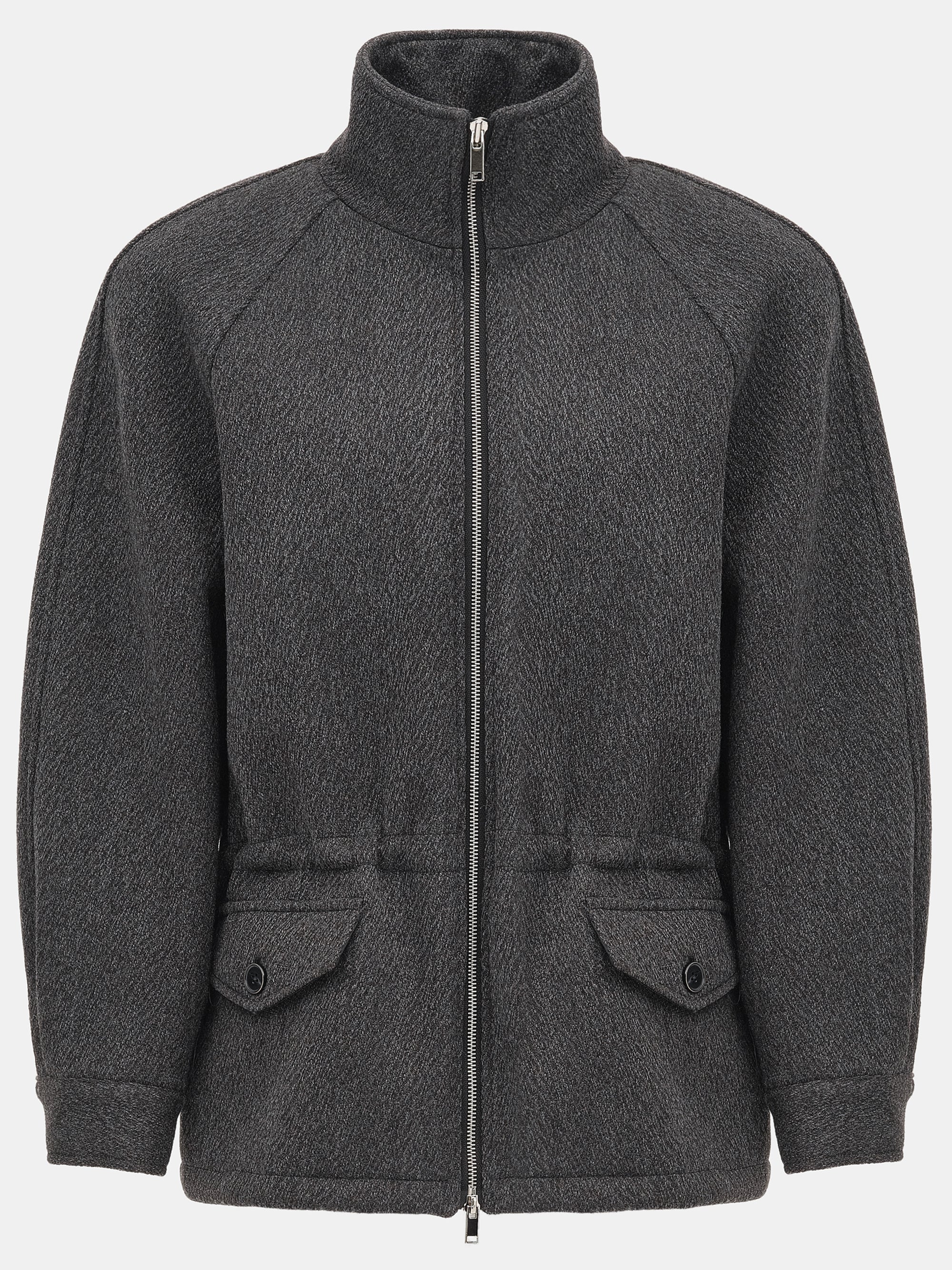 Stand Collar Field Wool Jacket, Charcoal - Image 5