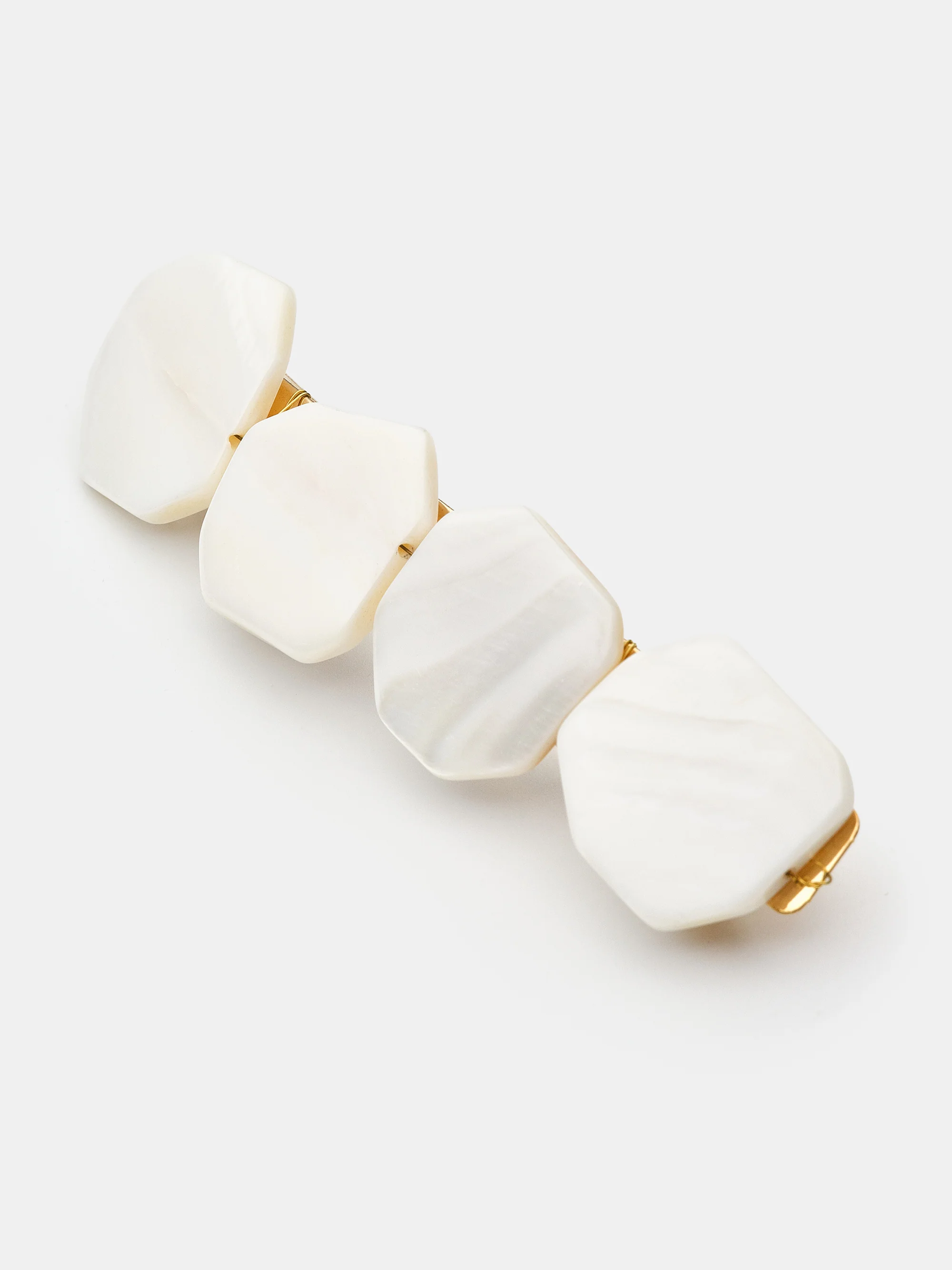 Stone Tile Barrette, Gold