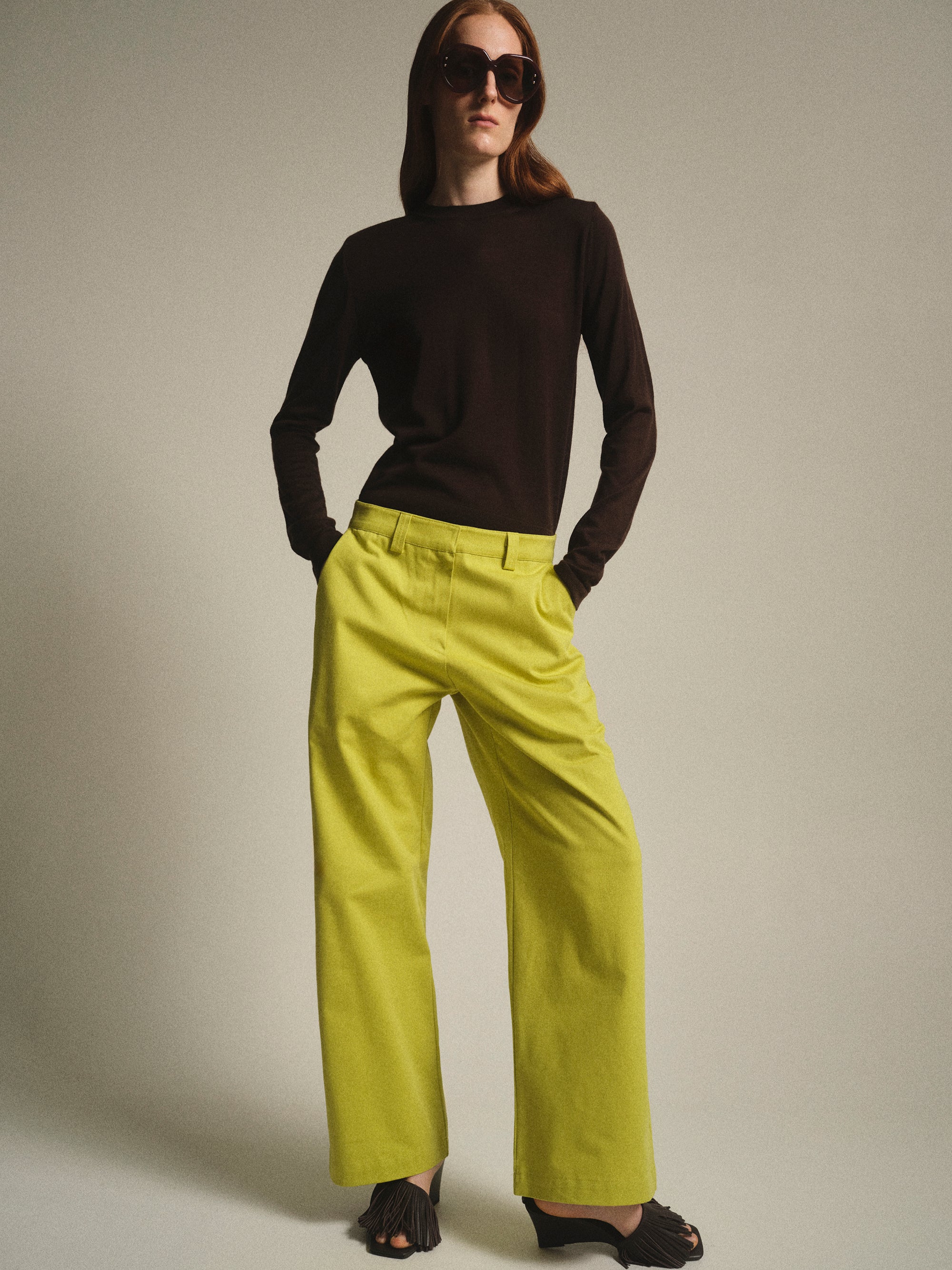 Straight Cotton Chinos, Chartreuse