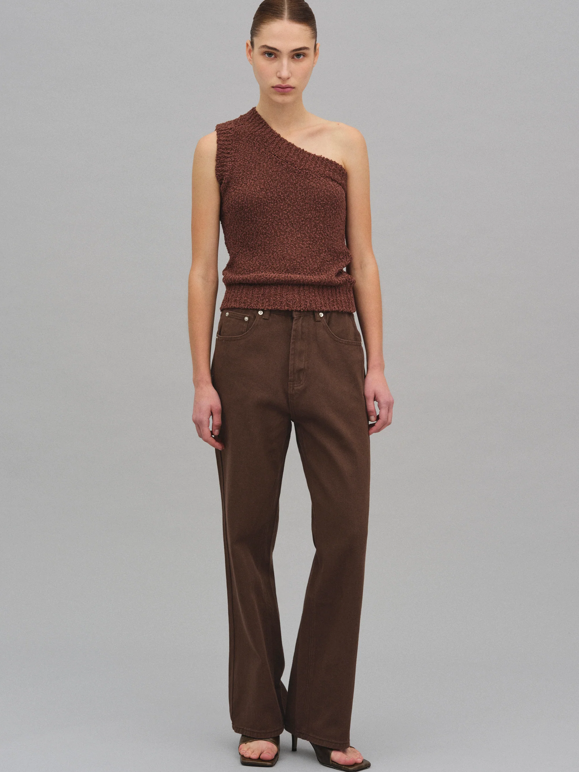 Straight Cotton Pants, Chocolate - Image 4