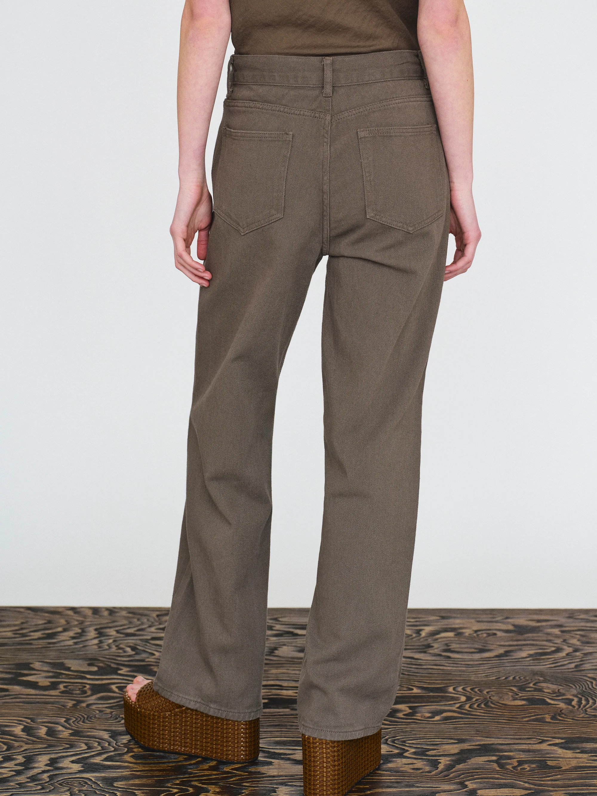 Straight Cotton Pants, Mud - Image 5