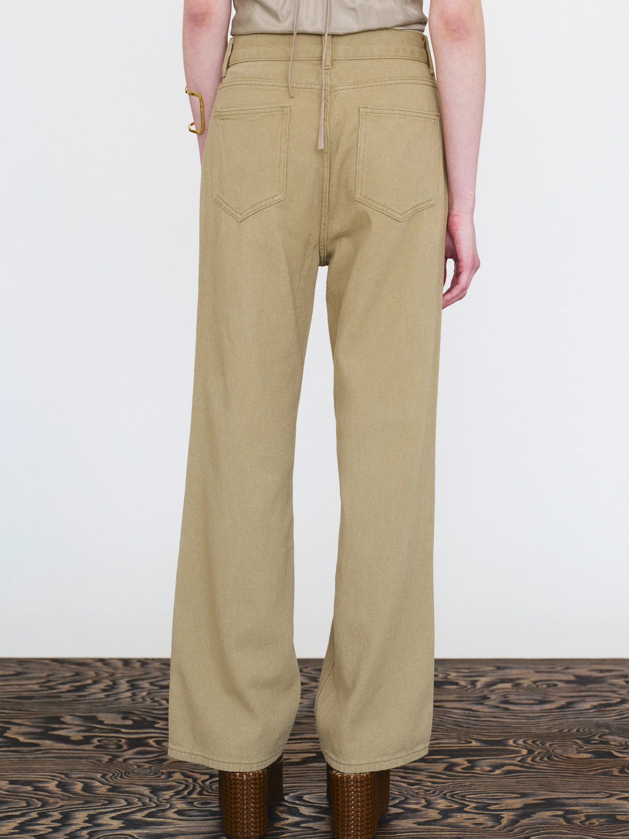 Straight Cotton Pants, Sand - Image 4