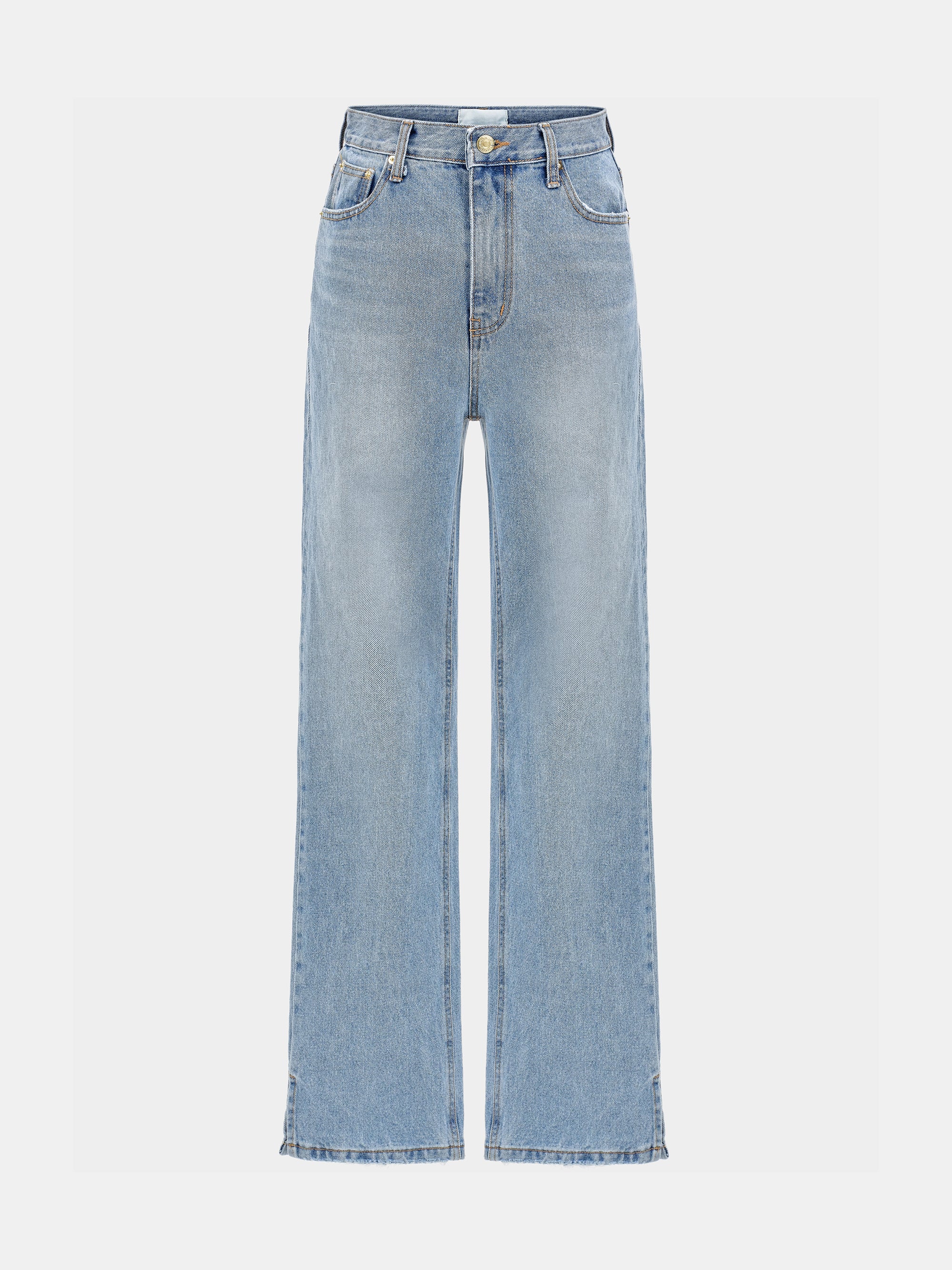 Straight-Leg Side Slit Jeans, Light Blue - Image 4