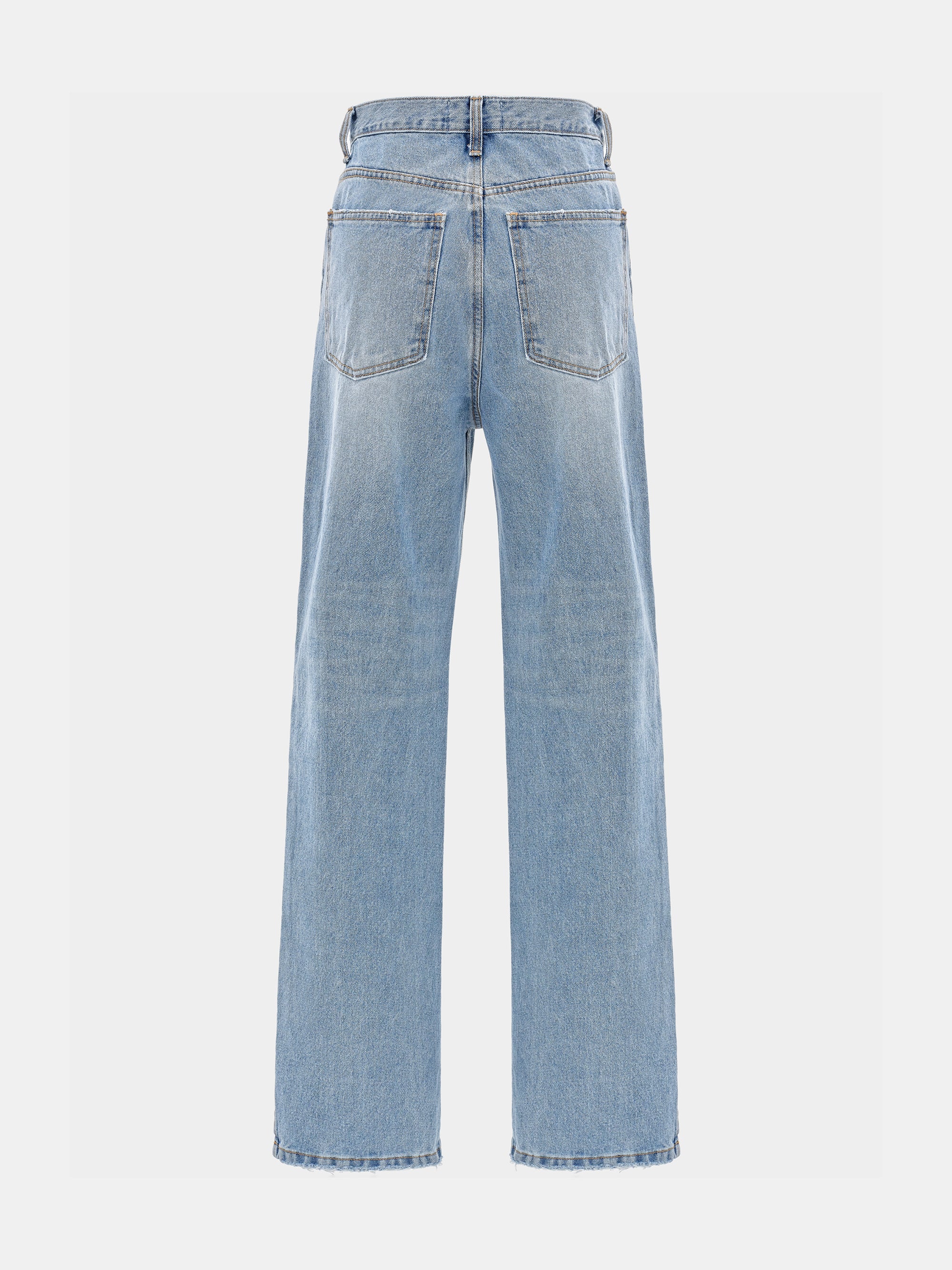 Straight-Leg Side Slit Jeans, Light Blue - Image 5