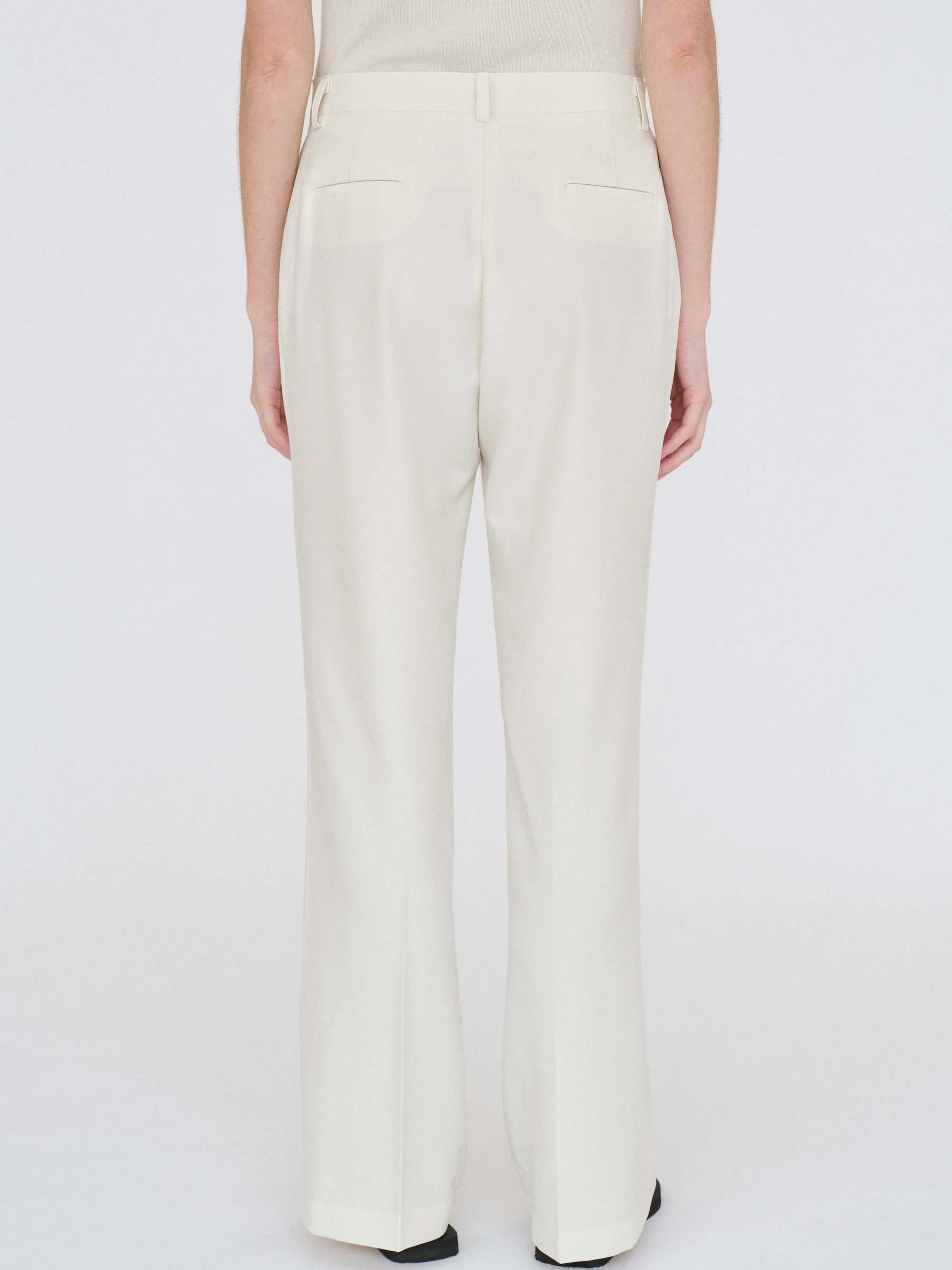 Streamlined Boot-Cut Trousers, Ivory - Image 10