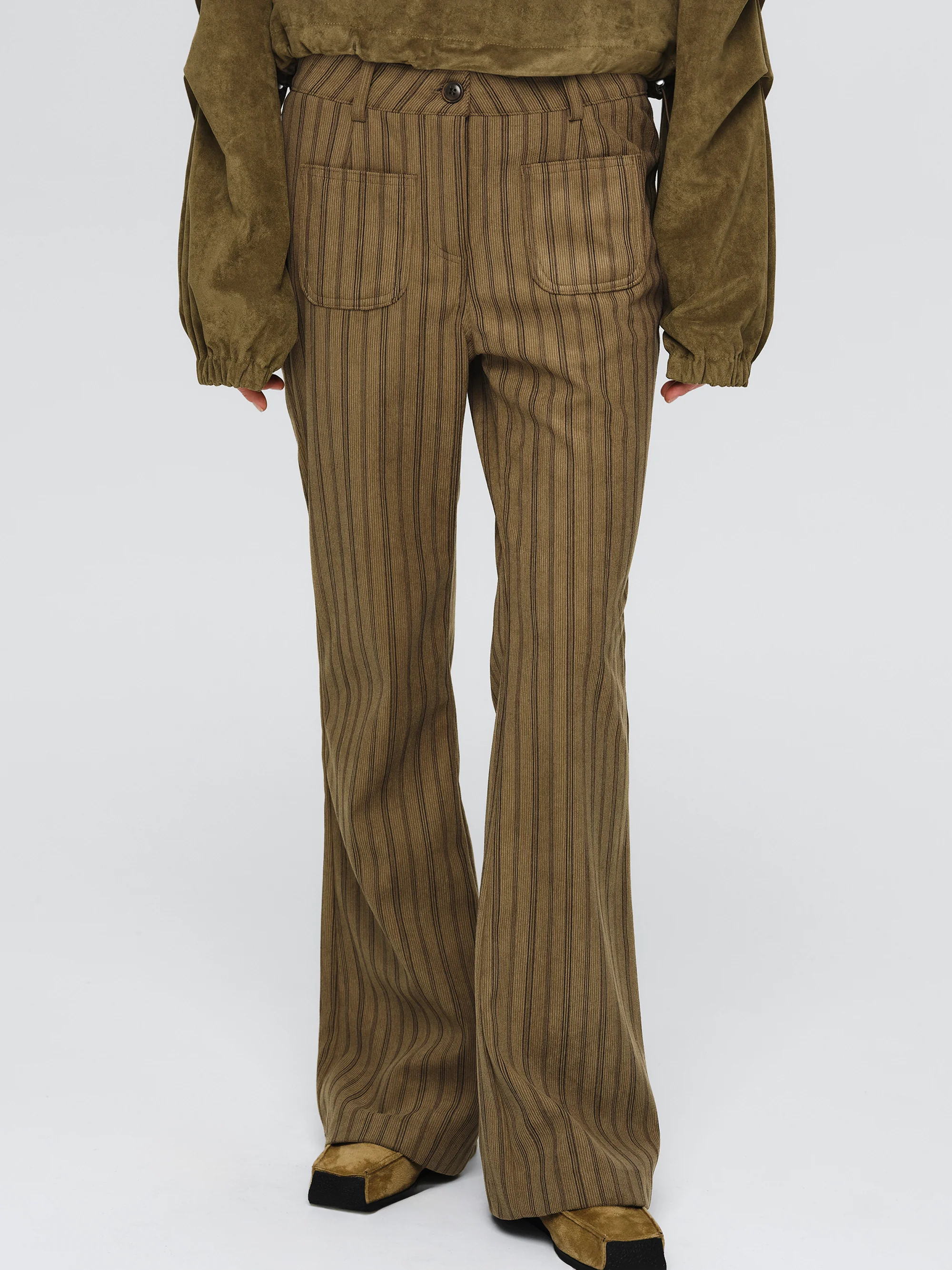 Striped Pocket Trousers, Brown