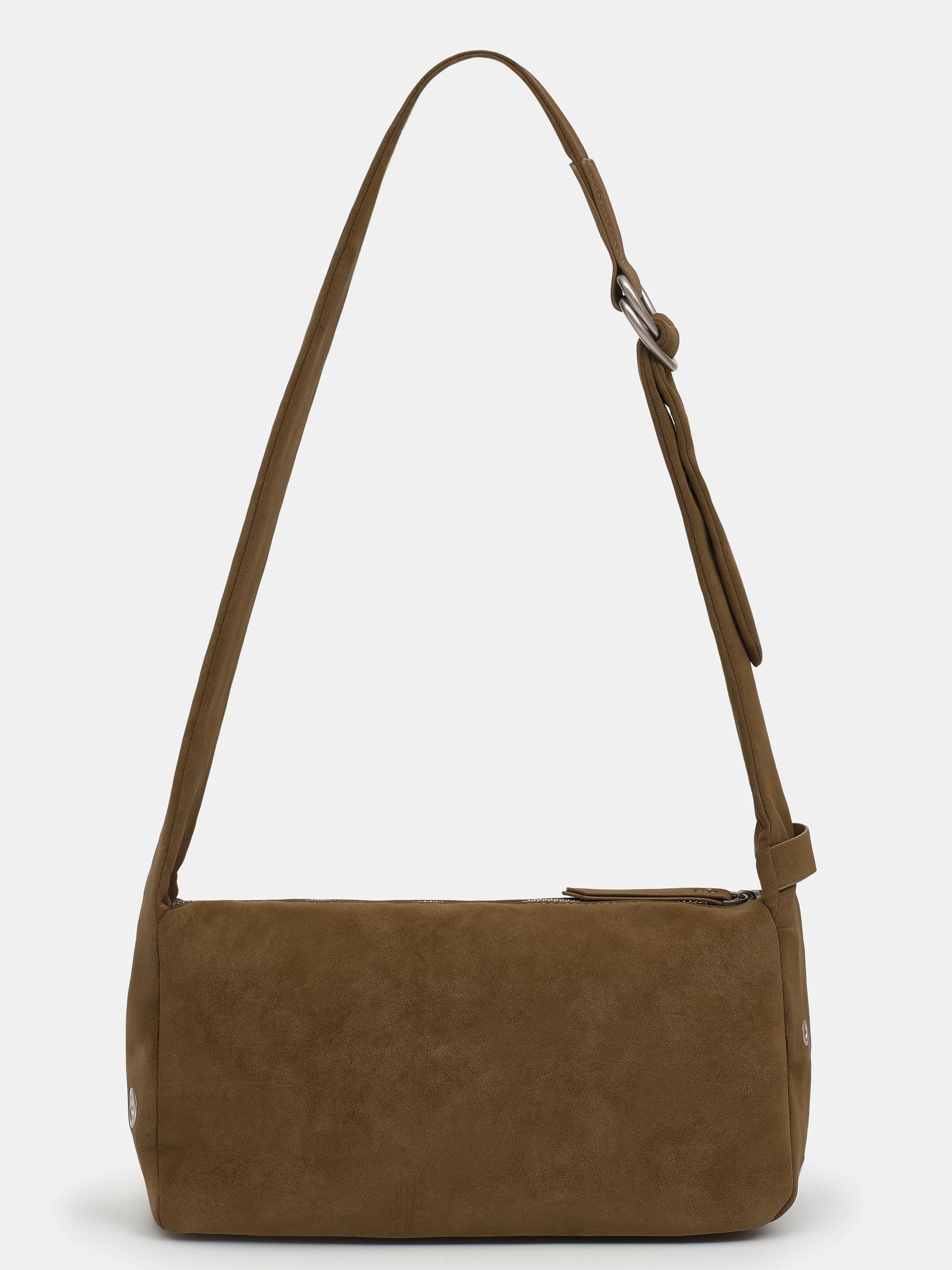 Studded Faux Suede Shoulder Bag, Camel - Image 5