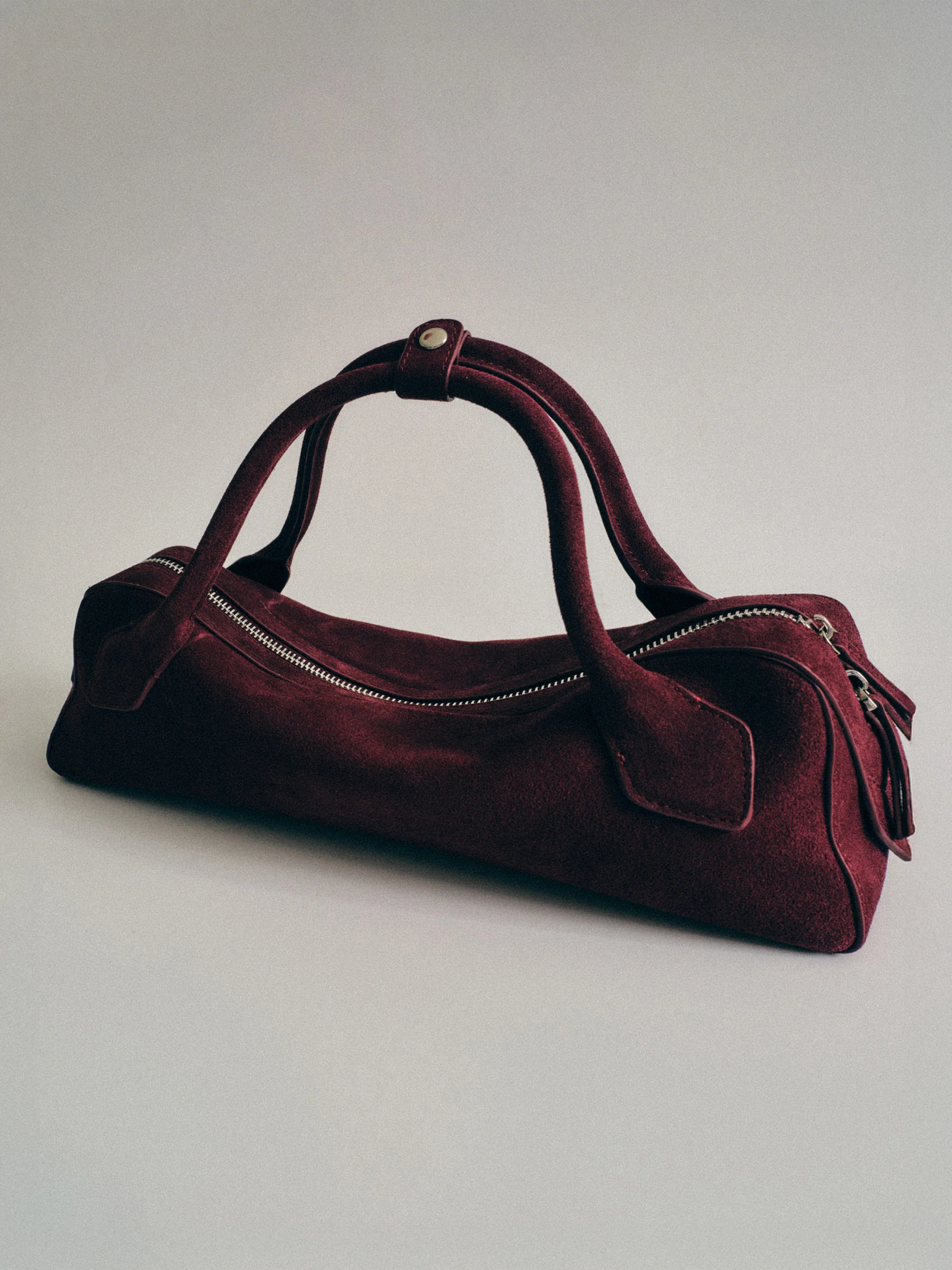 Suede Bowling Bag, Zifandel