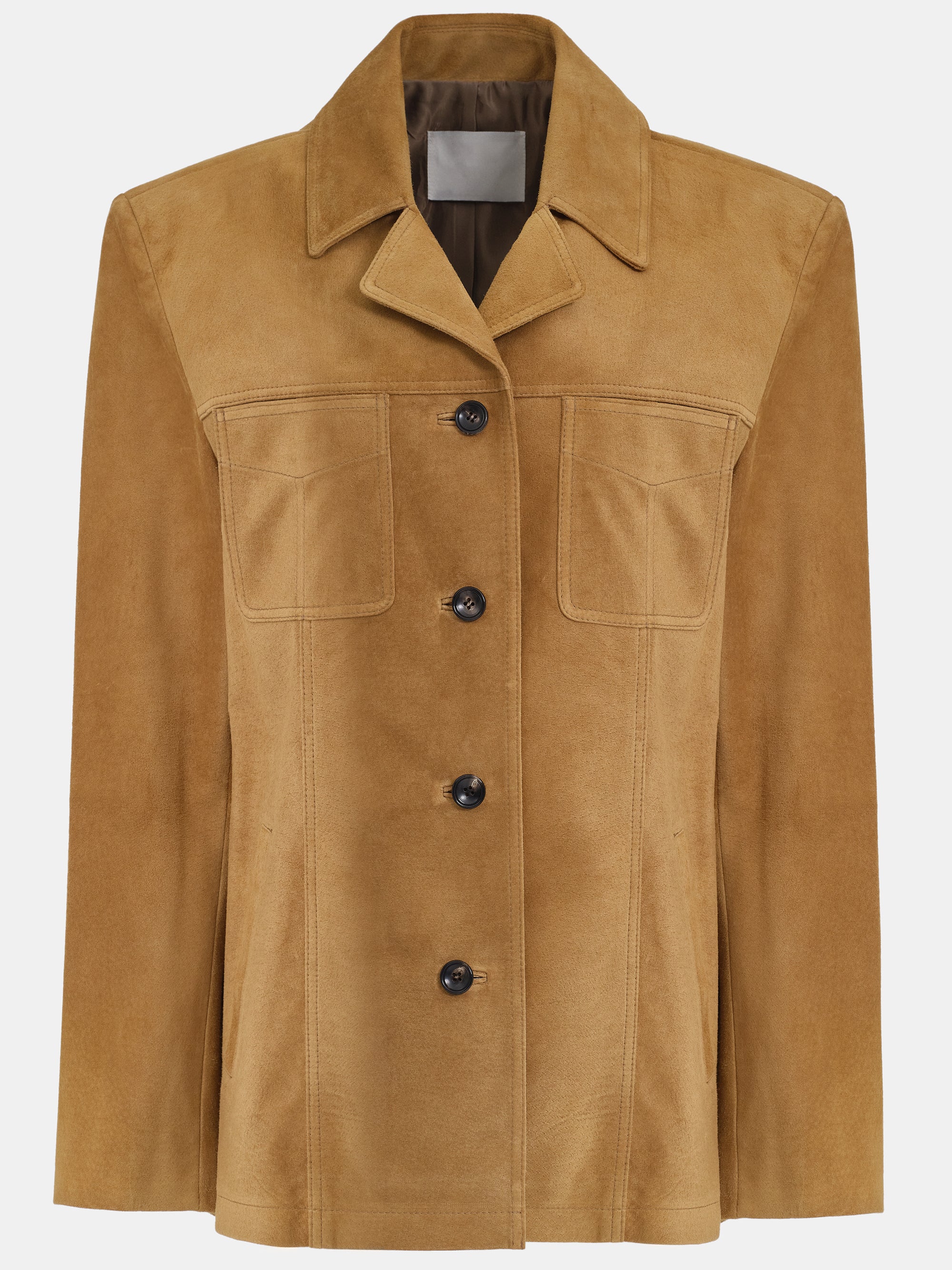Suede Buttoned Blazer, Camel - Image 6