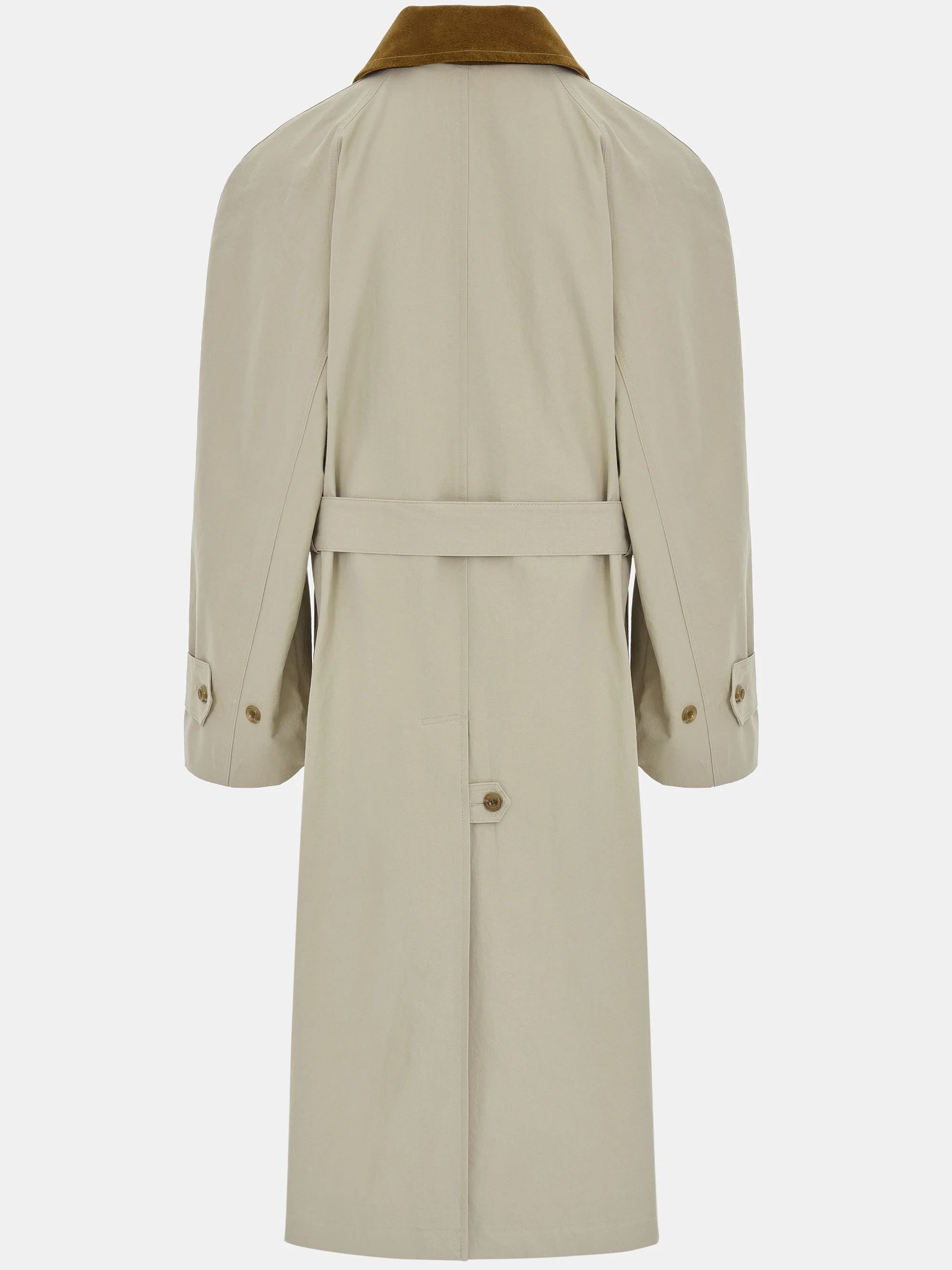 Suede-Collar Car Coat, Beige - Image 3