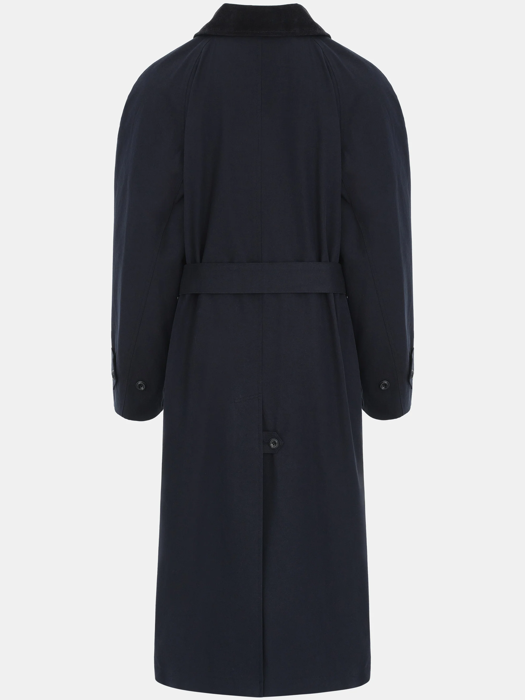 Suede-Collar Car Coat, Navy - Image 3
