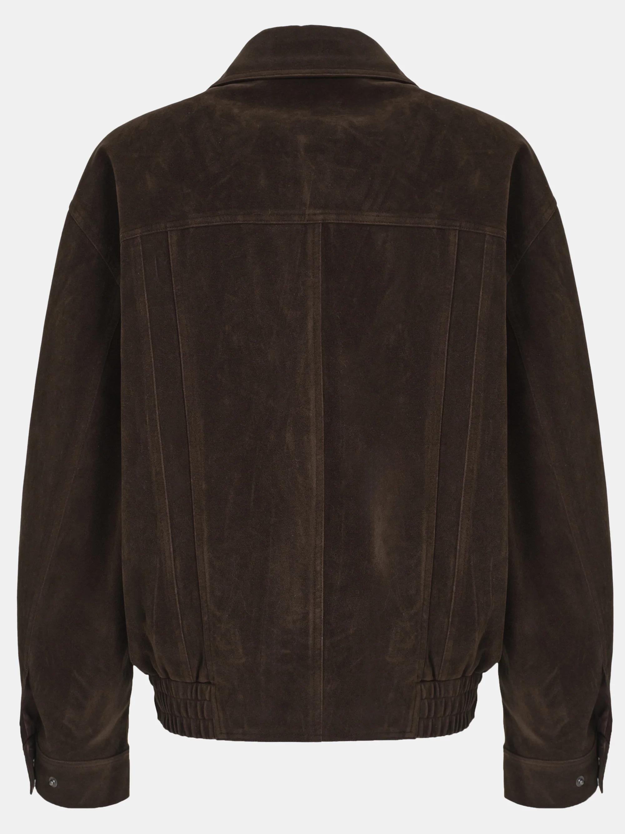 Suede Effect Bomber Jacket, Brown - Image 6